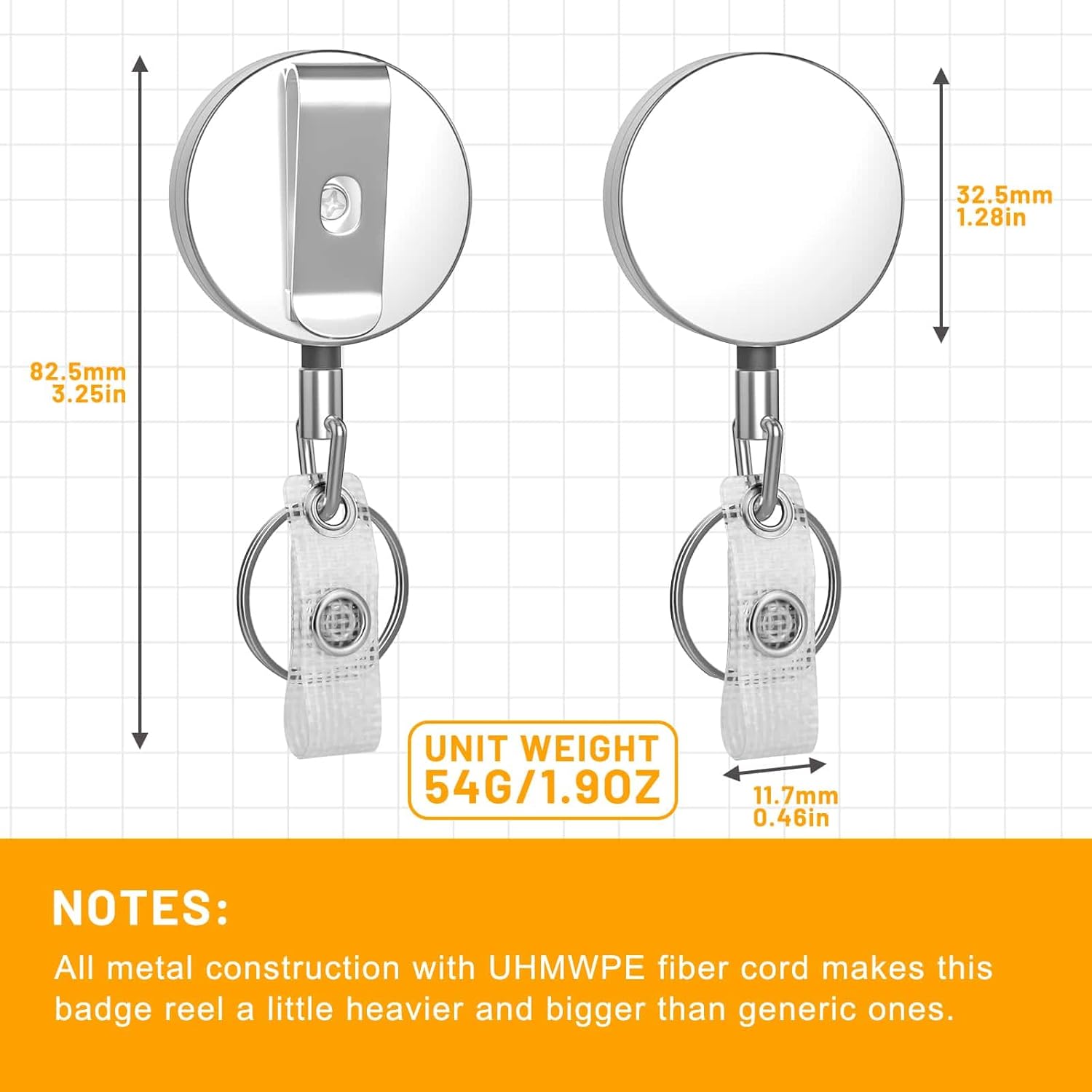 Metal Badge Reels - 3 Pcs Retractable Badge Holder with Belt Clip Key Ring for ID, Key, Name Card Holder - Image 5