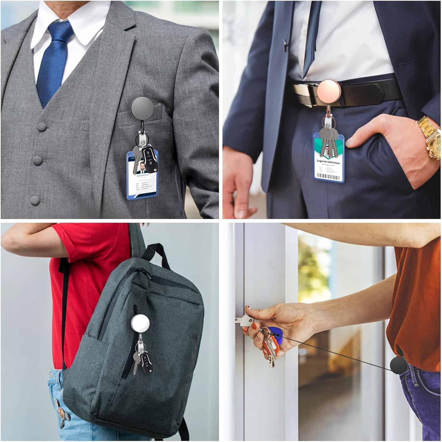 Metal Badge Reels - 3 Pcs Retractable Badge Holder with Belt Clip Key Ring for ID, Key, Name Card Holder - Image 7