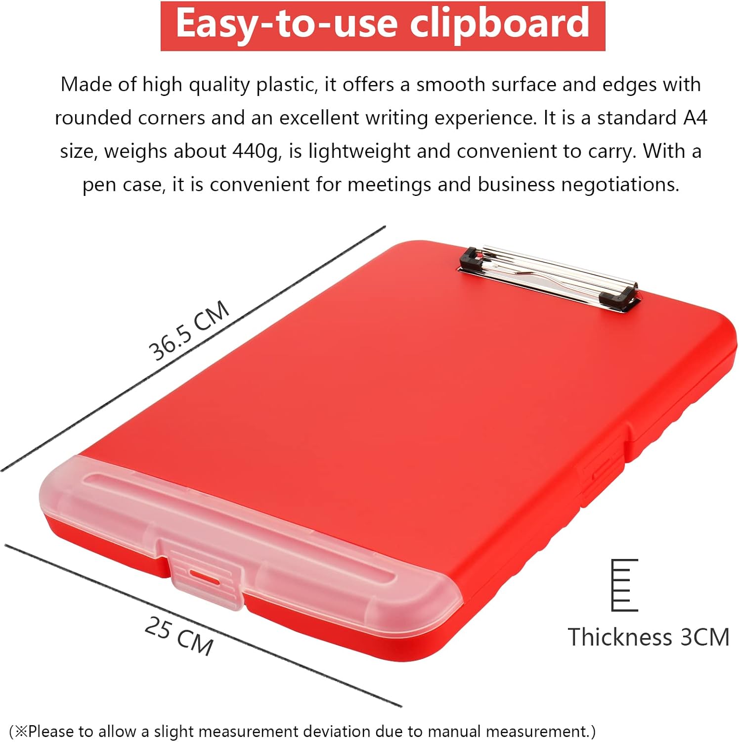 Clipboard with Storage for Office Supplies Clip Boards 8.5x11 with Storage for Nurse,Side Open Nurse Clipboards Foldable Storage Clipboard,Plastic Clipboards with Low Profile Clip Clip Board-Red - Image 4