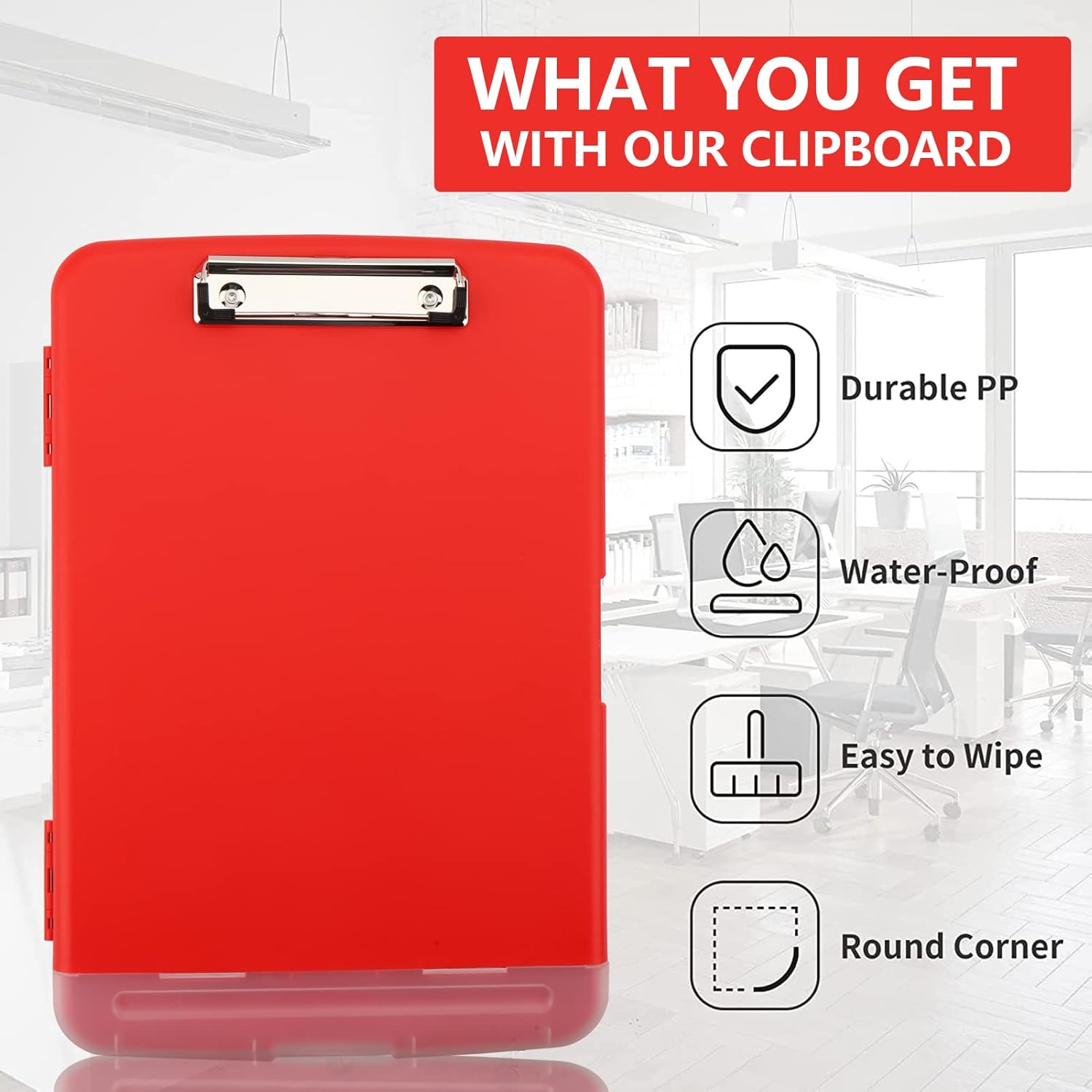 Clipboard with Storage for Office Supplies Clip Boards 8.5x11 with Storage for Nurse,Side Open Nurse Clipboards Foldable Storage Clipboard,Plastic Clipboards with Low Profile Clip Clip Board-Red - Image 7