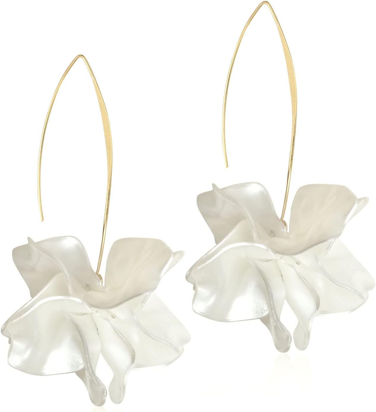 Boho Rose Petal Dangle Resin Earrings - Long Drop Acrylic Tiered Flower Earrings - Statement Exaggerated Floral Tassel Earrings for Women and Girls - Image 1