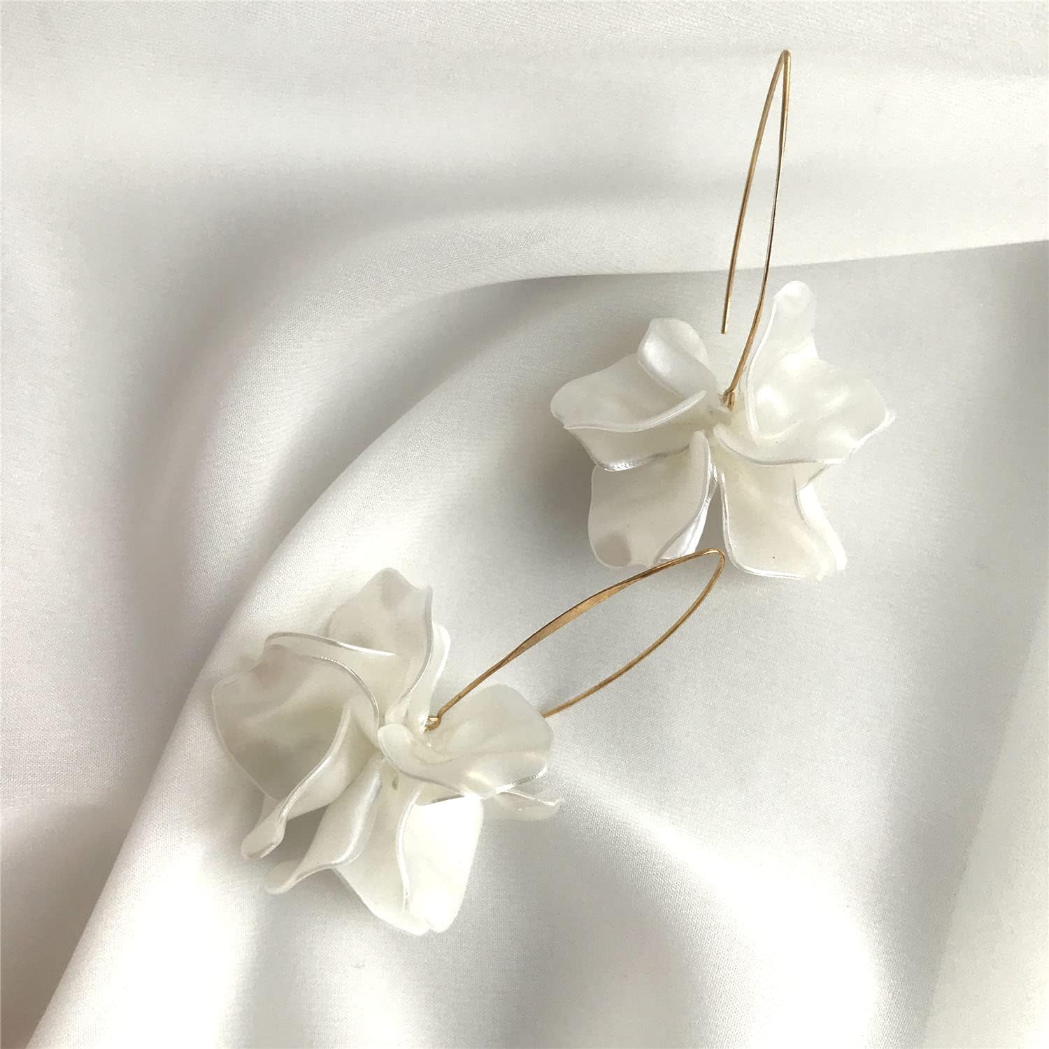 Boho Rose Petal Dangle Resin Earrings - Long Drop Acrylic Tiered Flower Earrings - Statement Exaggerated Floral Tassel Earrings for Women and Girls - Image 3