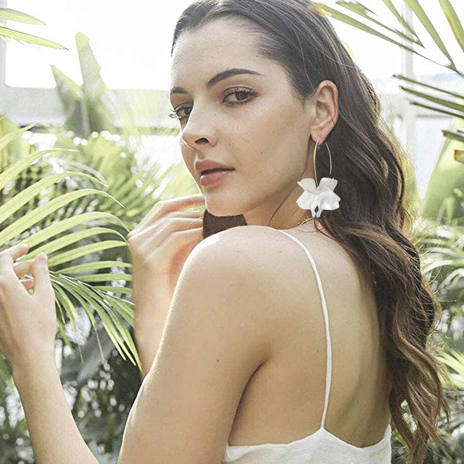 Boho Rose Petal Dangle Resin Earrings - Long Drop Acrylic Tiered Flower Earrings - Statement Exaggerated Floral Tassel Earrings for Women and Girls - Image 6