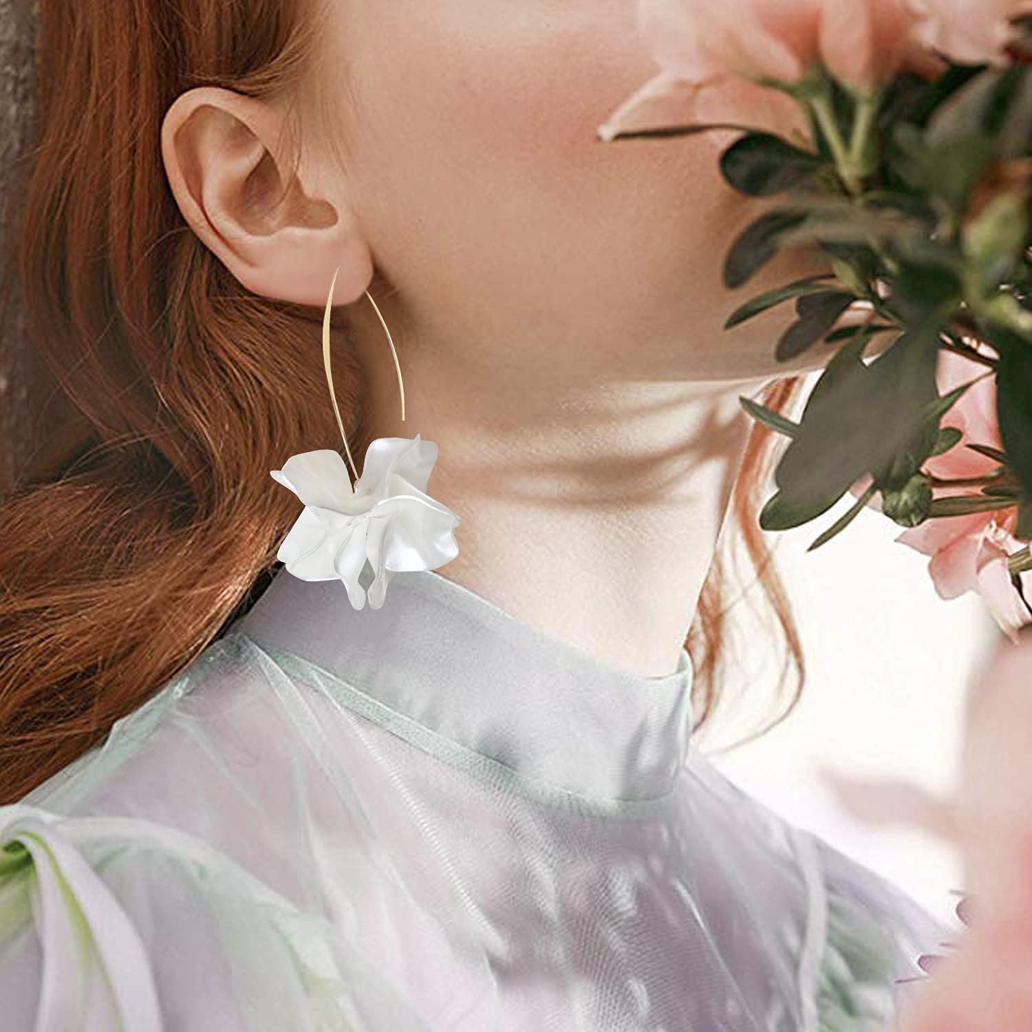 Boho Rose Petal Dangle Resin Earrings - Long Drop Acrylic Tiered Flower Earrings - Statement Exaggerated Floral Tassel Earrings for Women and Girls - Image 7