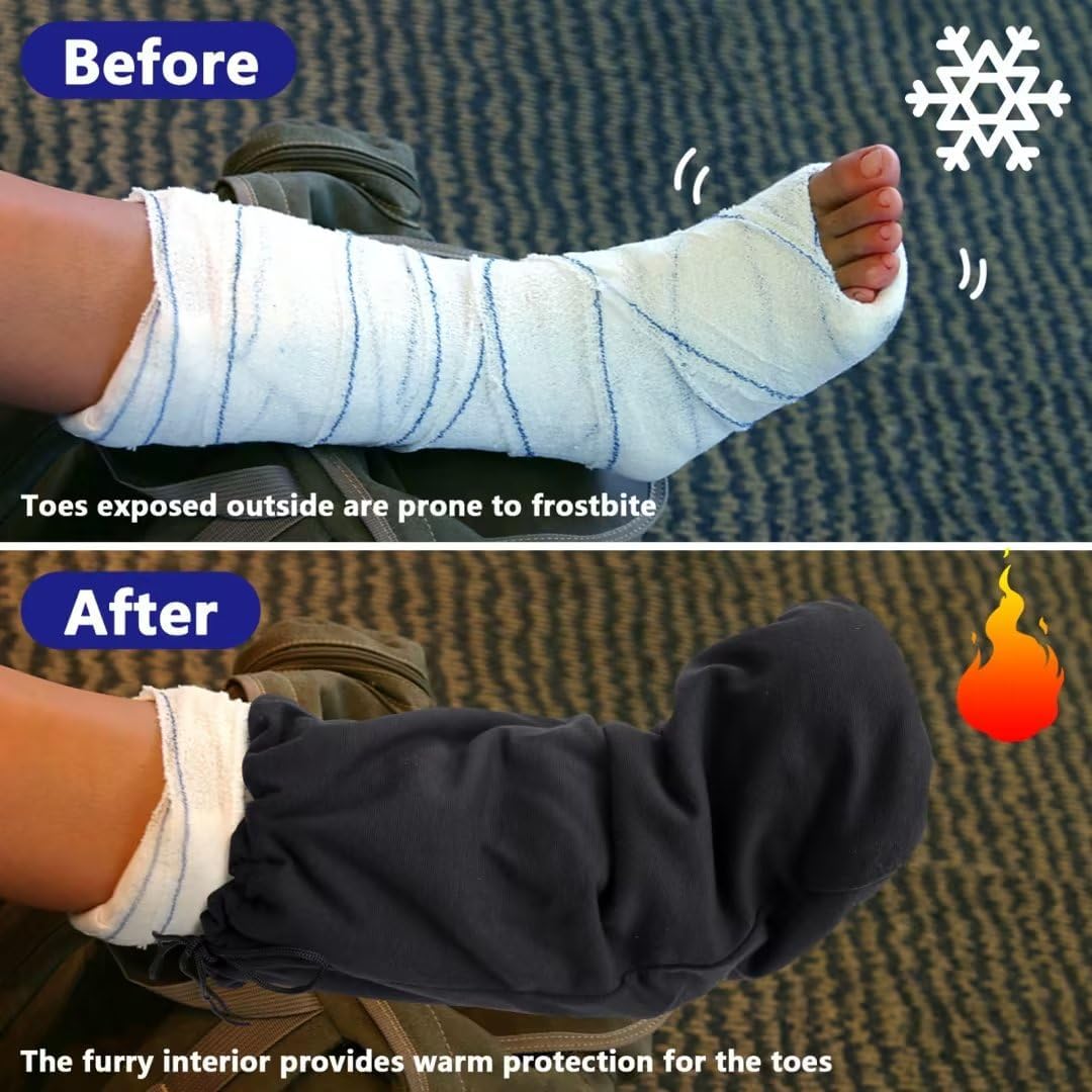 21 x 12.5 Inch Leg Cast Cover- Adjustable Drawstring Foot Cast Sock Cover- Warm Plaster Stocking Protective for Women Men Foot Leg Ankle Protection (1pcs) - Image 4