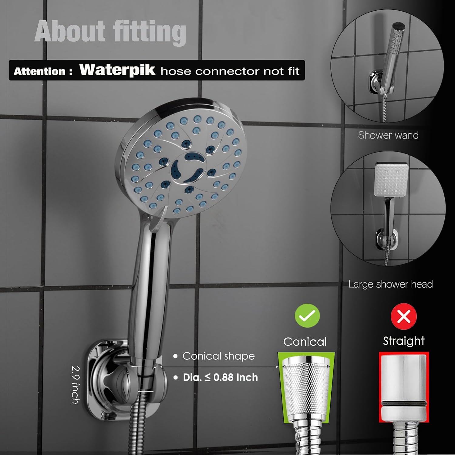 Handheld Shower Head Holder - 5 Angles Adjustable - Concealed Adhesive Mount (Holder Only) - Image 5