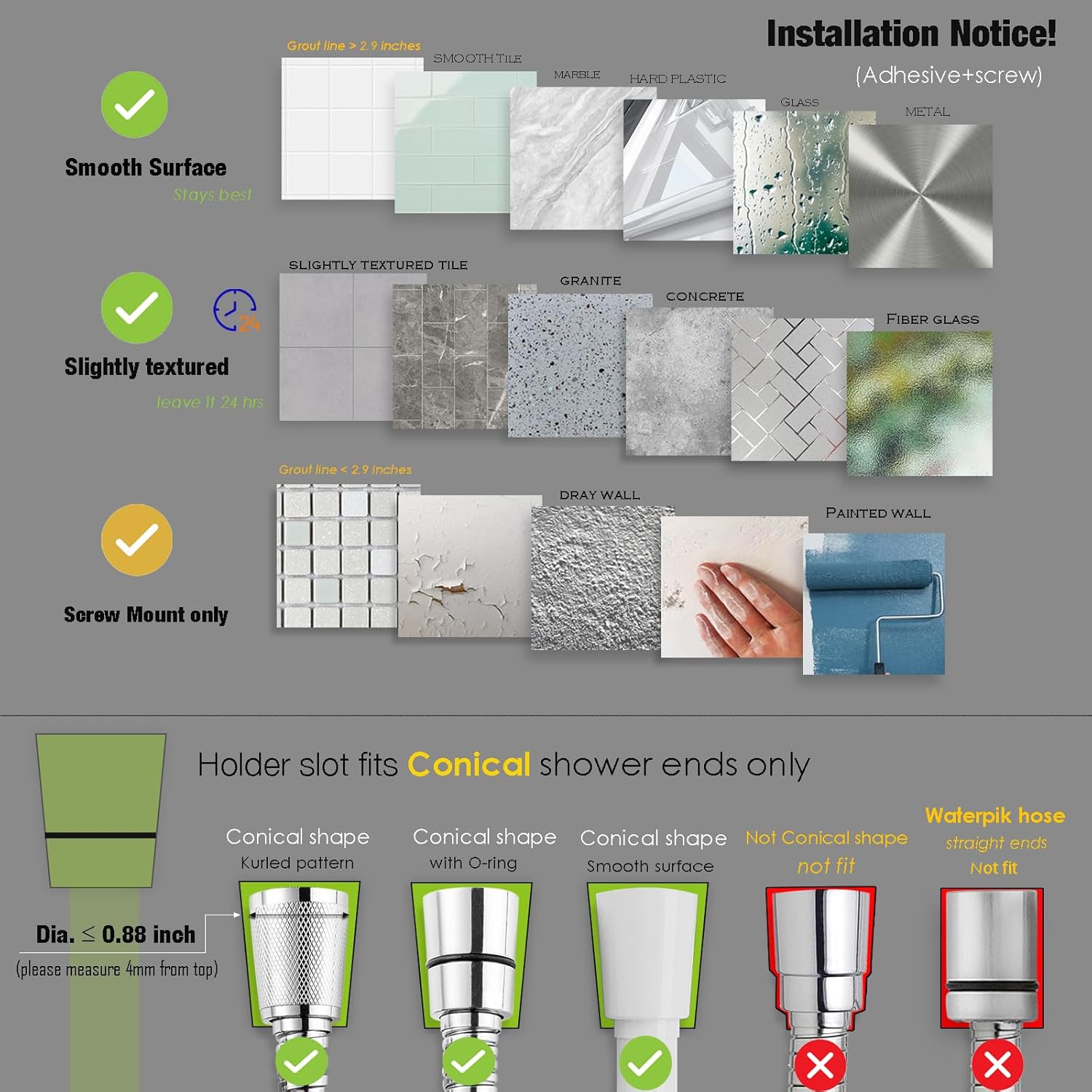 Handheld Shower Head Holder - 5 Angles Adjustable - Concealed Adhesive Mount (Holder Only) - Image 8