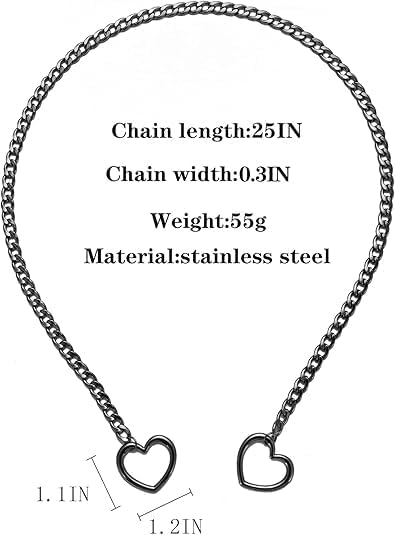 Heart Slip Chain Necklaces for Women Stainless Steel O-Ring Adjustable Lariat Heart Y-Necklace Cuban Long Necklace Punk Gothic Cuban Collar Choker Necklace Jewelry - Image 4