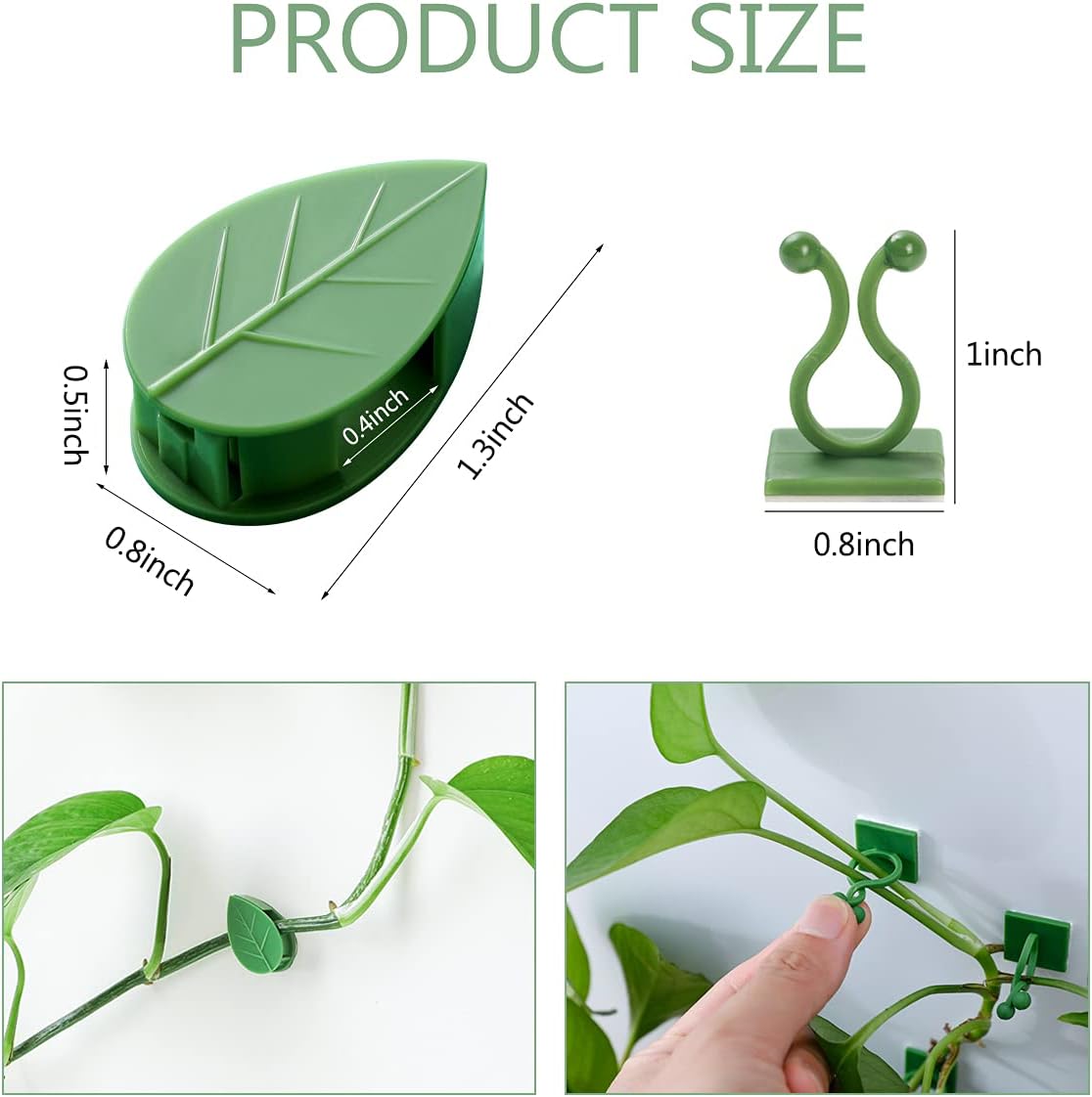 100 Pcs Plant Climbing Wall Fixture Clips Self-Adhesive Hook Vines Traction Clips Invisible Holder Garden Green Leaf Simulation Self-Adhesive Hook Wire Fixing Supporting - Image 2