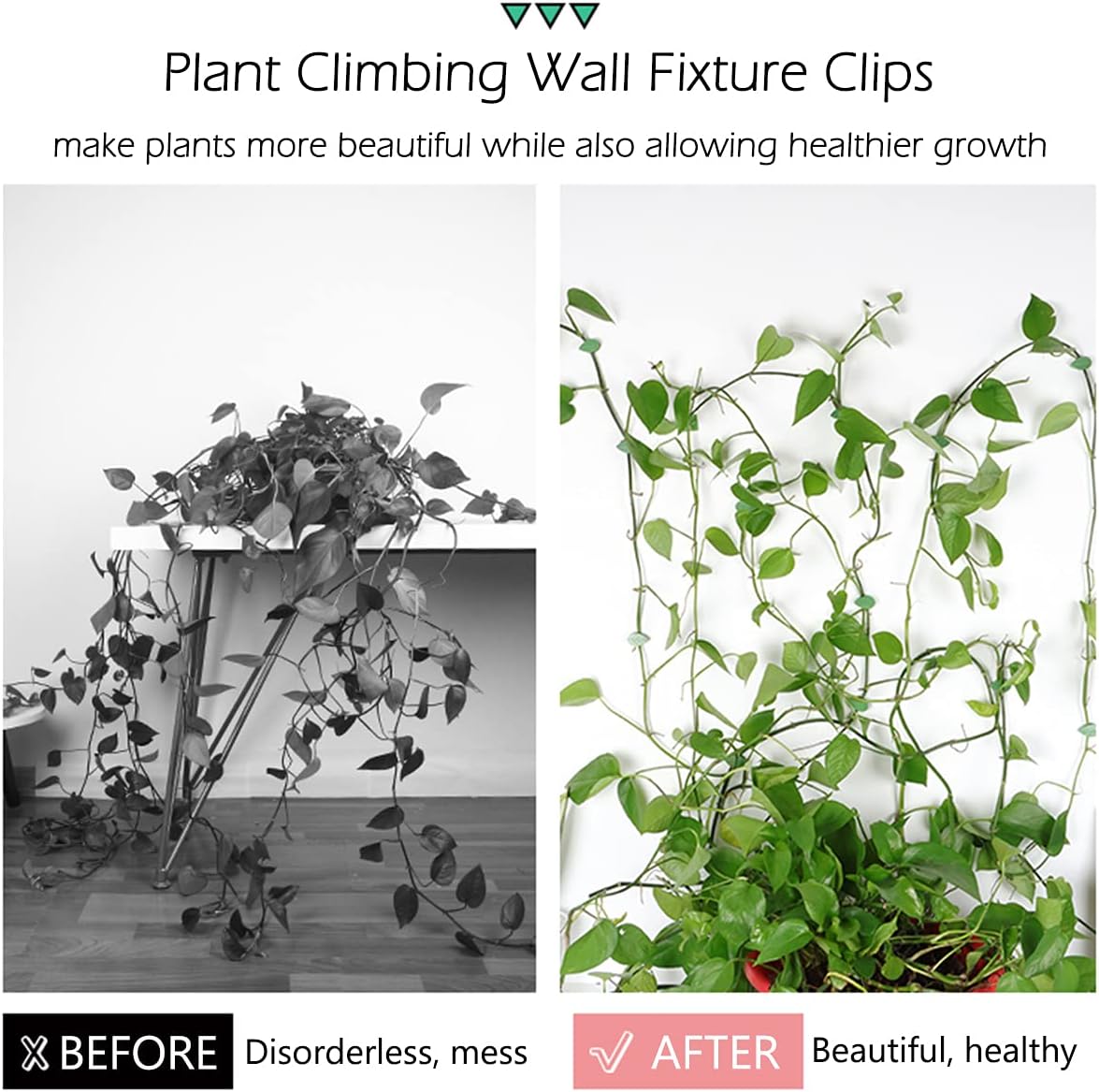 100 Pcs Plant Climbing Wall Fixture Clips Self-Adhesive Hook Vines Traction Clips Invisible Holder Garden Green Leaf Simulation Self-Adhesive Hook Wire Fixing Supporting - Image 3