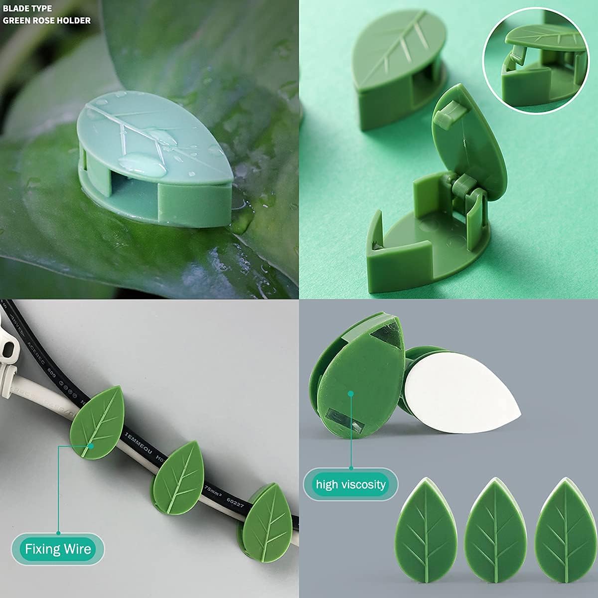 100 Pcs Plant Climbing Wall Fixture Clips Self-Adhesive Hook Vines Traction Clips Invisible Holder Garden Green Leaf Simulation Self-Adhesive Hook Wire Fixing Supporting - Image 5