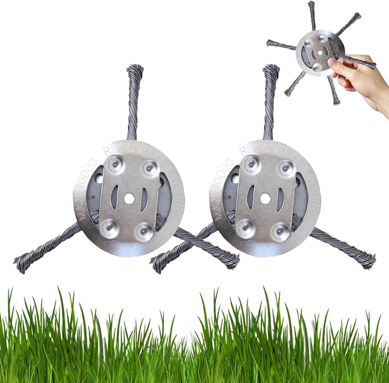 Universal Steel Wire Weedeater Head, Universal Wire Trimmer Head, Steel Wire Trimmer Head, Universals Steels Wires Grass Trimmer Heads, for Weed Eater, Grass Removal Tool (1, 3 Blades) - Image 1