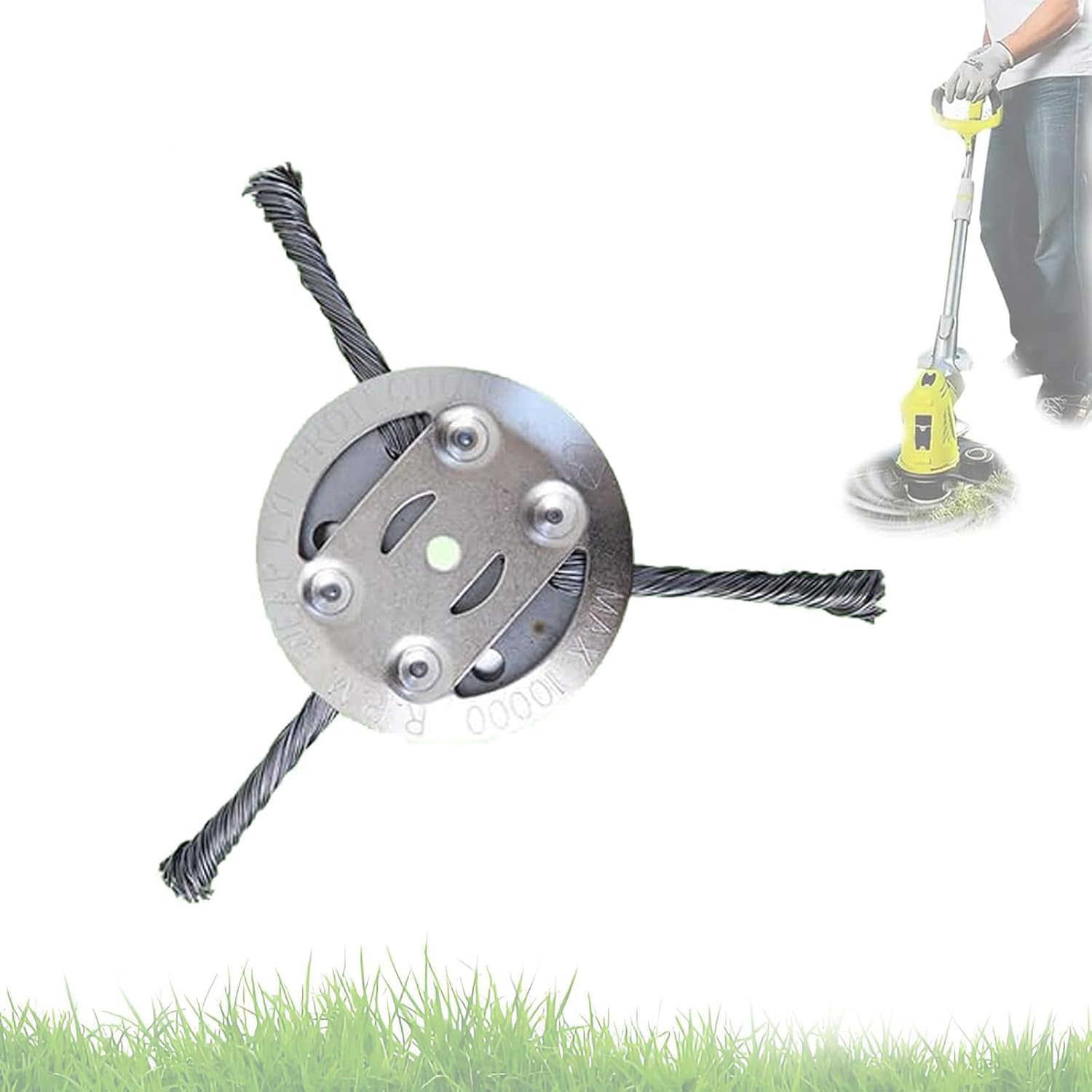 Universal Wire Weed Eater Head,Steel Wire Wheel Grass Trimmer,Steel Wire Weed Eater Head,Rotary Cutter Trimmer Head for String Trimmers, Gardening Lawnmower, Moss & Rust Removal (3 Knives) - Image 1