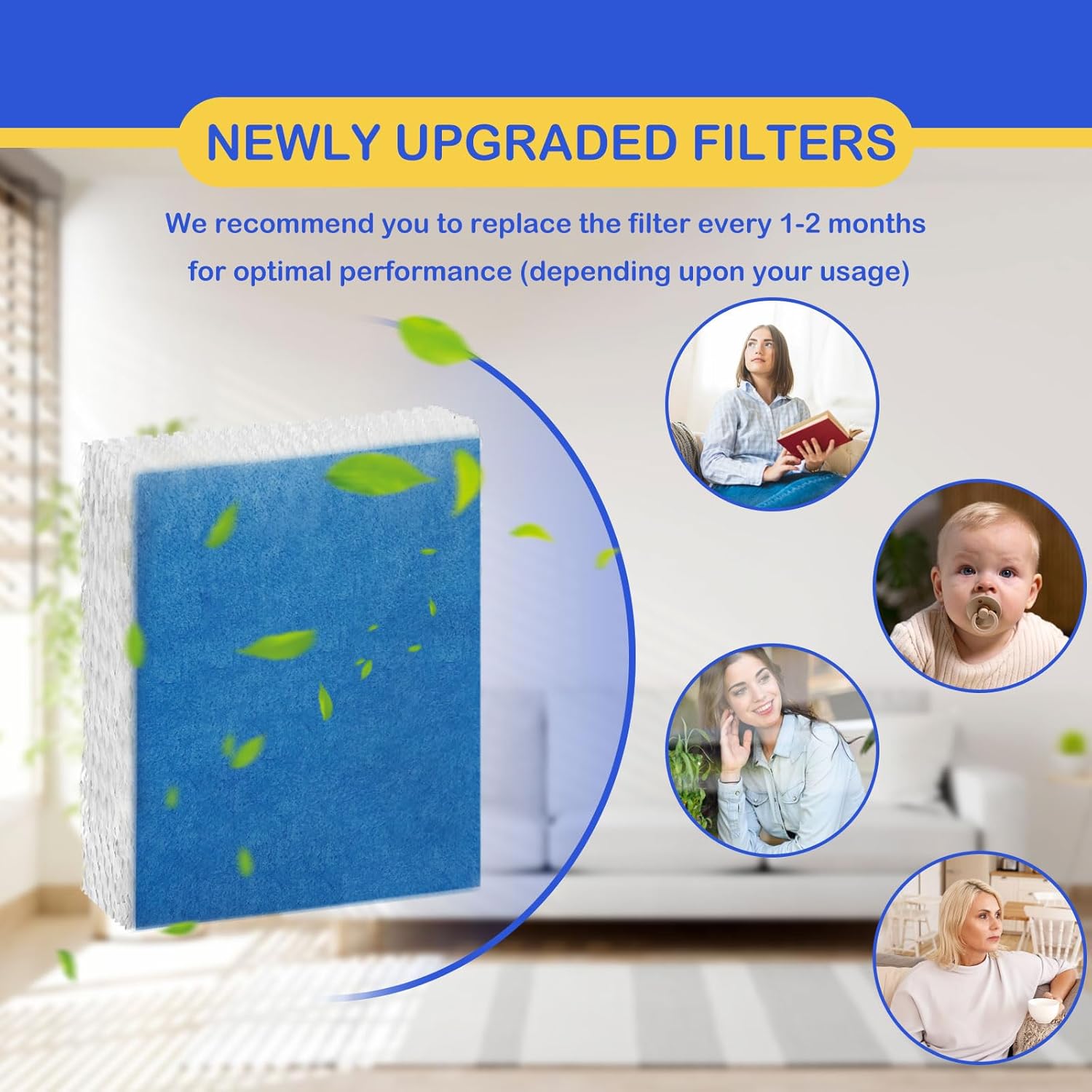 4 Pack HFT600 Wicking Filter Humidifier Replacement Filters, Compatible with Honeywell Top Fill Tower Humidifier HEV615, HEV620, Mesh Treated Layer Filter Replace Parts HFT600T HFT600PDQ - Image 4