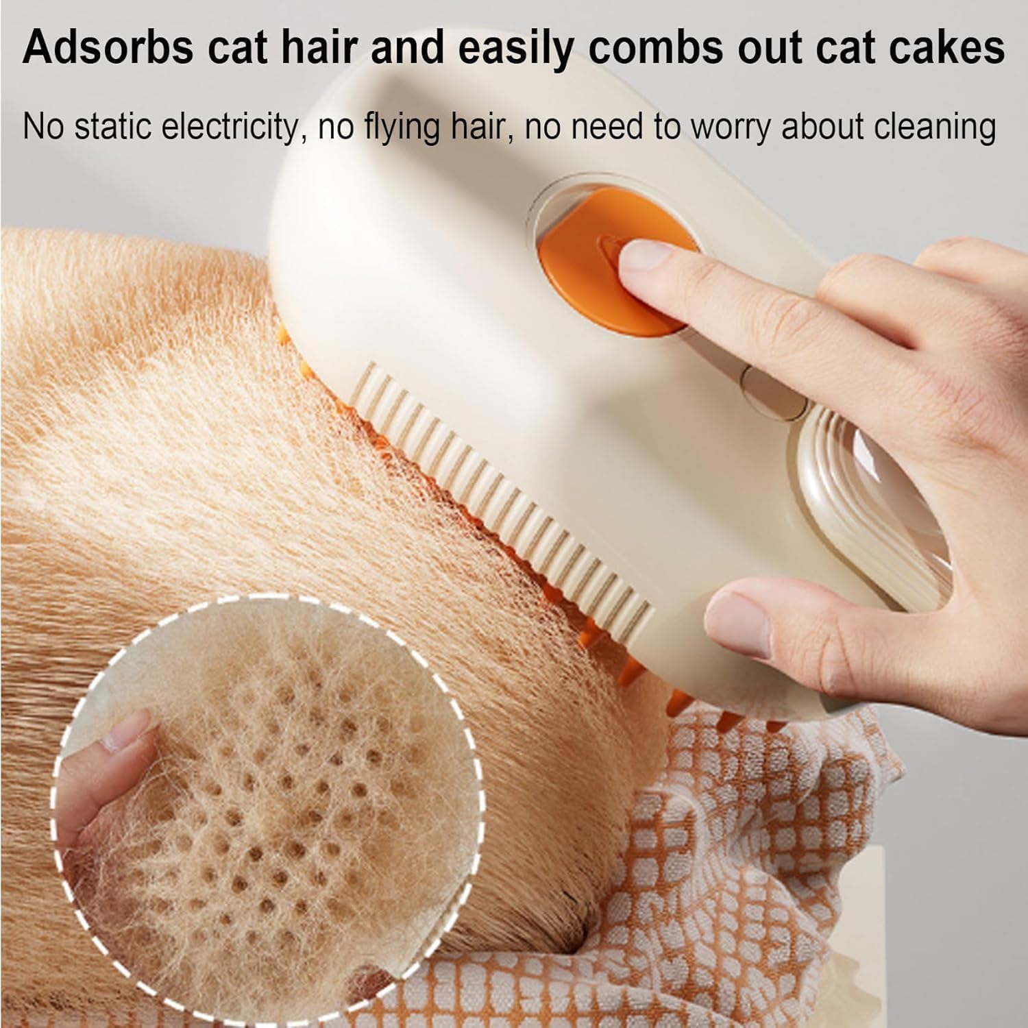 Puffease Spritz Defur Comb for Cats Dogs, Steam Pet Brush with Spray Function, Spray Defur Comb for Pet Bathing, Shedding & Grooming (Purple) - Image 3