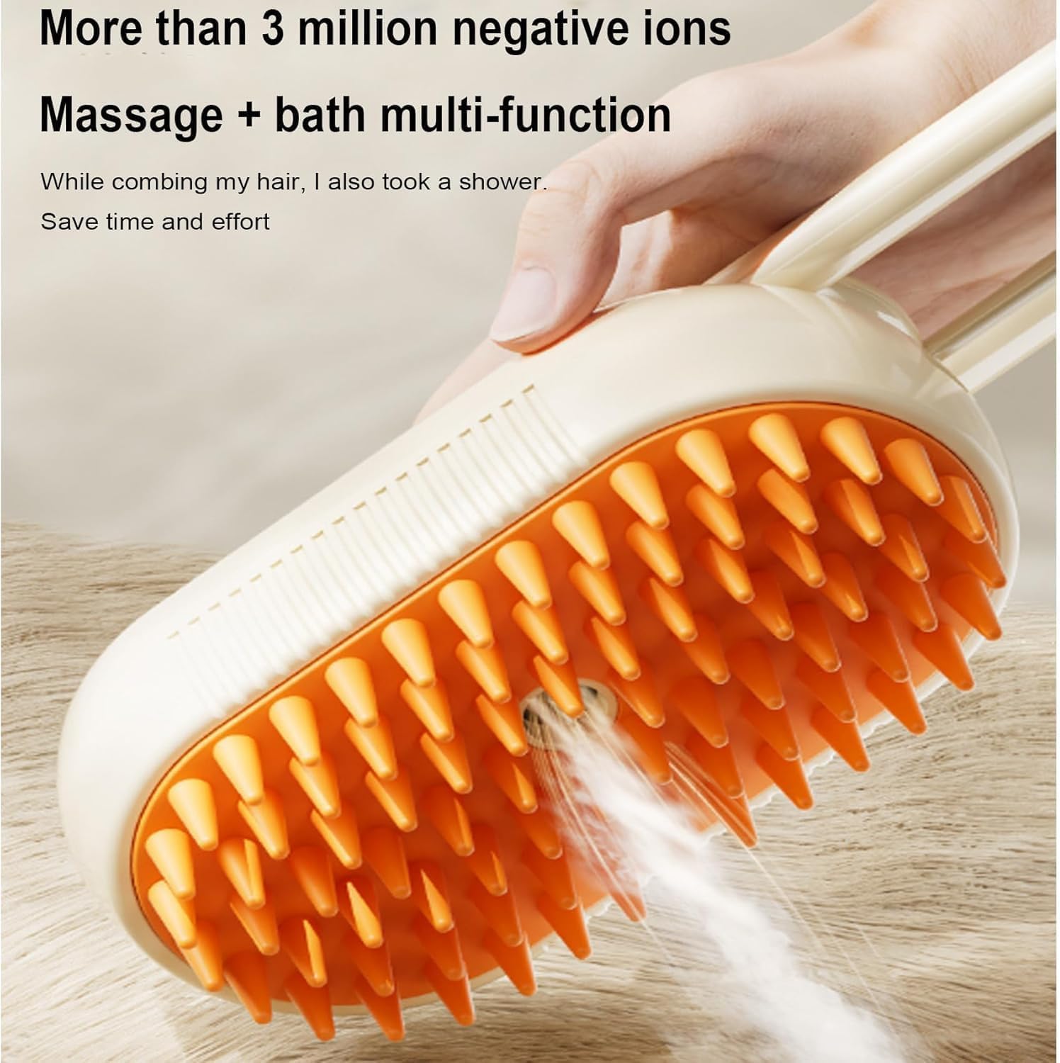 Puffease Spritz Defur Comb for Cats Dogs, Steam Pet Brush with Spray Function, Spray Defur Comb for Pet Bathing, Shedding & Grooming (Purple) - Image 4