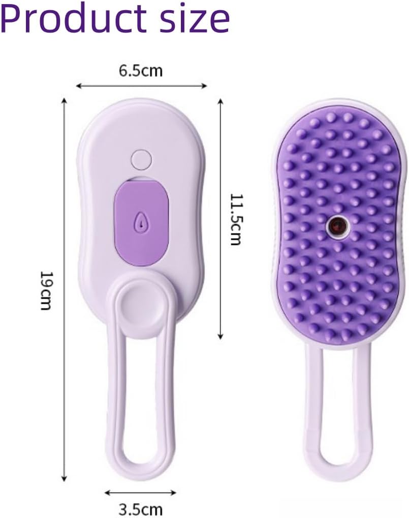 Puffease Spritz Defur Comb for Cats Dogs, Steam Pet Brush with Spray Function, Spray Defur Comb for Pet Bathing, Shedding & Grooming (Purple) - Image 7