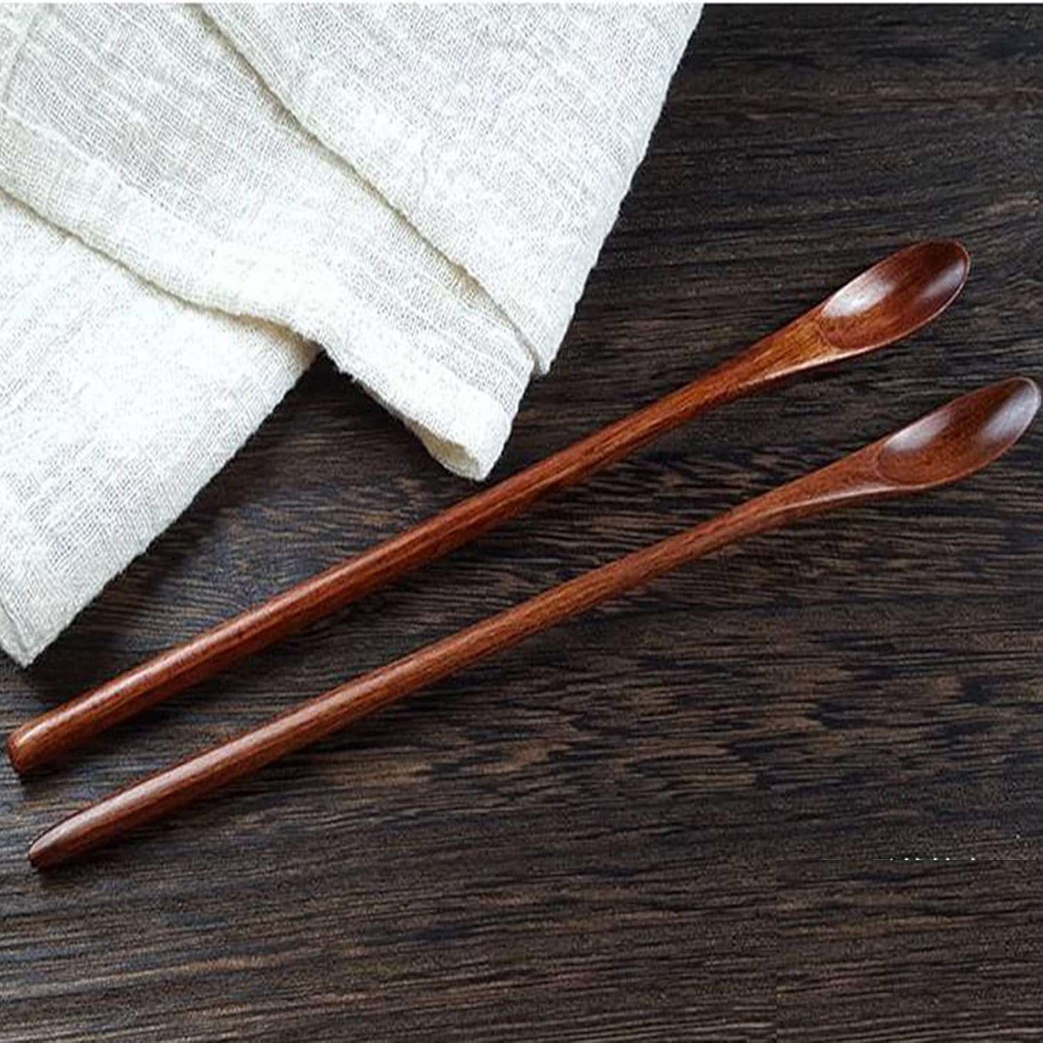Wooden Spoons Long Handle Wooden Coffee Spoons Tea Spoon Wooden Mixing Honey Spoon Handmade Wood Stirring Spoon for Kitchen Cooking Utensils(9PCS) - Image 3