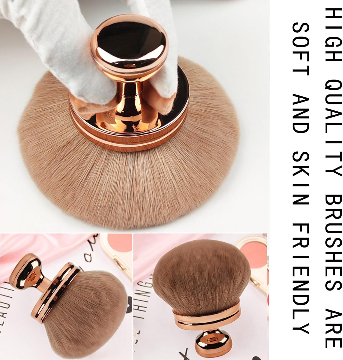 Extra Large Rose Gold Self Tanning Blend Brush,3 Inch Kabuki Brush for Self Tanner and Back Applicator,Soft synthetic hair, for Foundation, self-tanners, Powder, Face and Body (Rose Gold) - Image 7