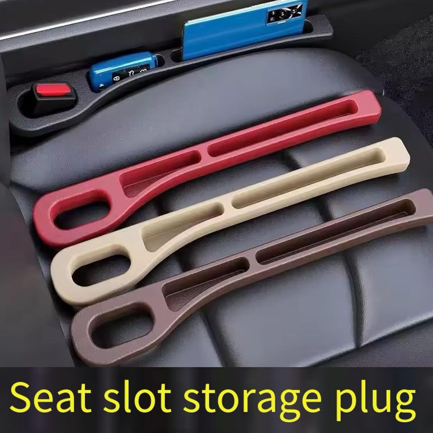 2PCS Nodrop Seat Guard,Car Seat Side Gap Filler, Place Your Phone, Cards, Wallet, Side Gap Fillers for All Cars Place Your Phone, Cards, Wallet (BLACK B) - Image 2