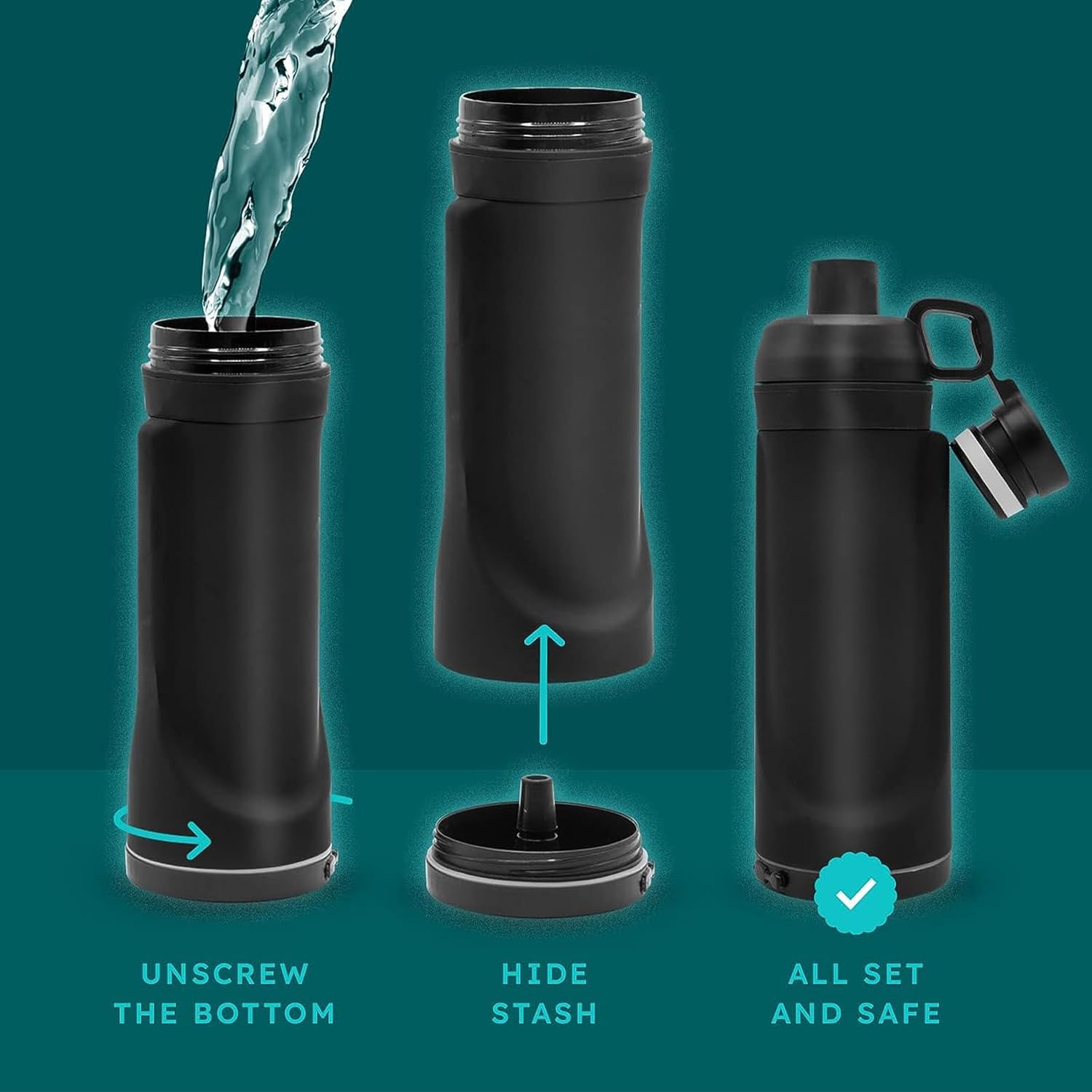 Plastic Water Cup Diversion Water Bottle Travel Home Hidden Spot Cash Card Key Bottom Compartment Storage Bottle - Image 4