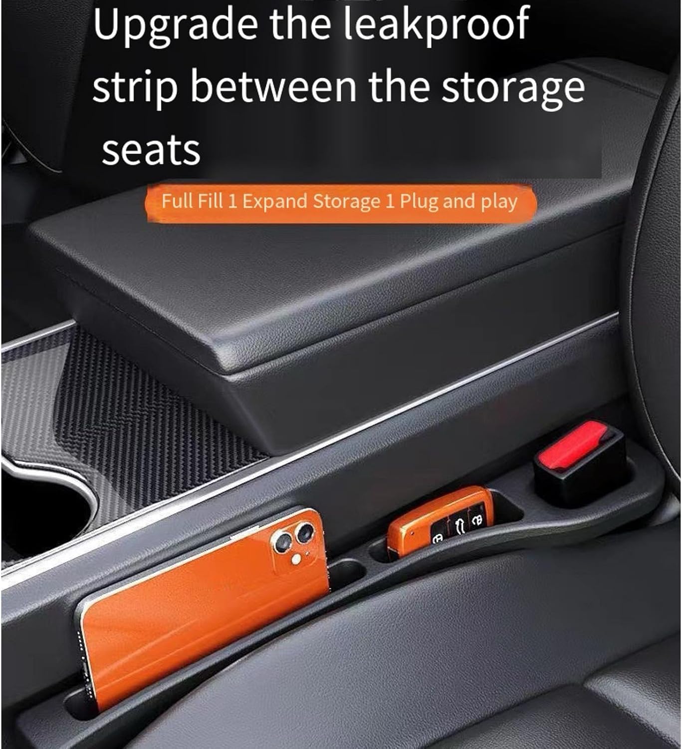 2PCS Nodrop Seat Guard,Car Seat Side Gap Filler, Place Your Phone, Cards, Wallet, Side Gap Fillers for All Cars Place Your Phone, Cards, Wallet (Beige B) - Image 3