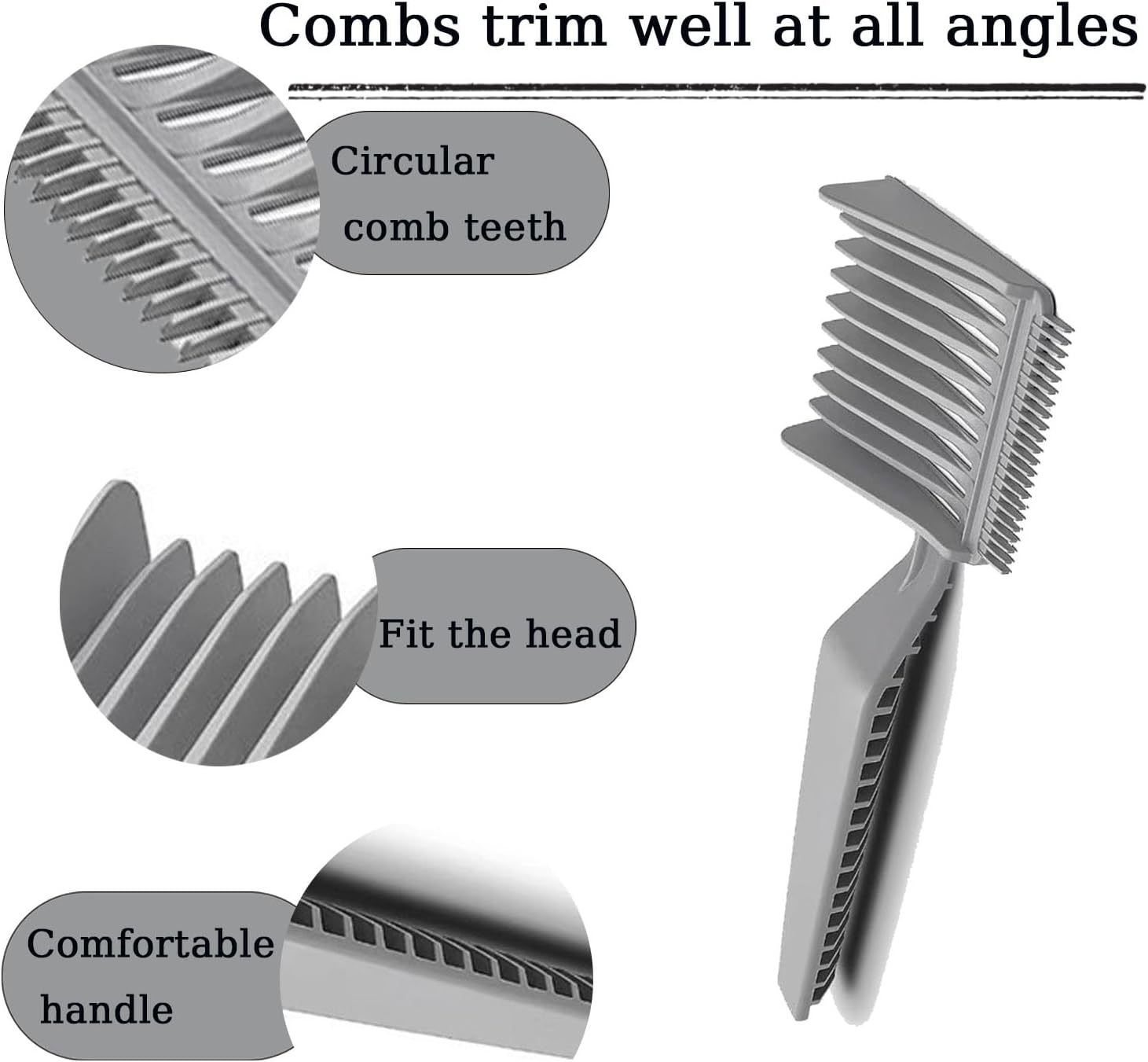 2pcs Blend Friend Curved Positioning Fade Comb, Professional Heat Resistant Cutting Comb for Men Salon Hairdresser Clipper Cuts Tools (Black and Grey) - Image 4