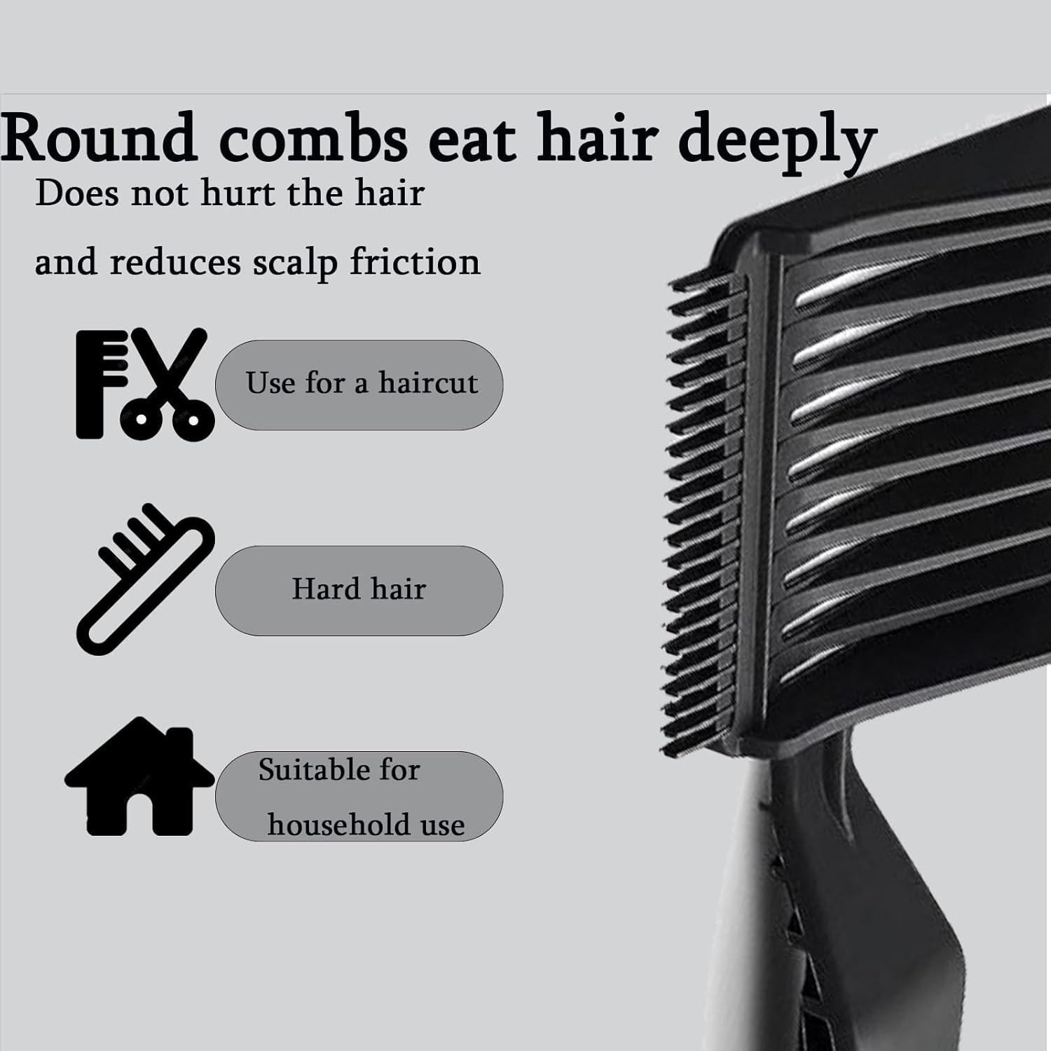 2pcs Blend Friend Curved Positioning Fade Comb, Professional Heat Resistant Cutting Comb for Men Salon Hairdresser Clipper Cuts Tools (Black and Grey) - Image 5
