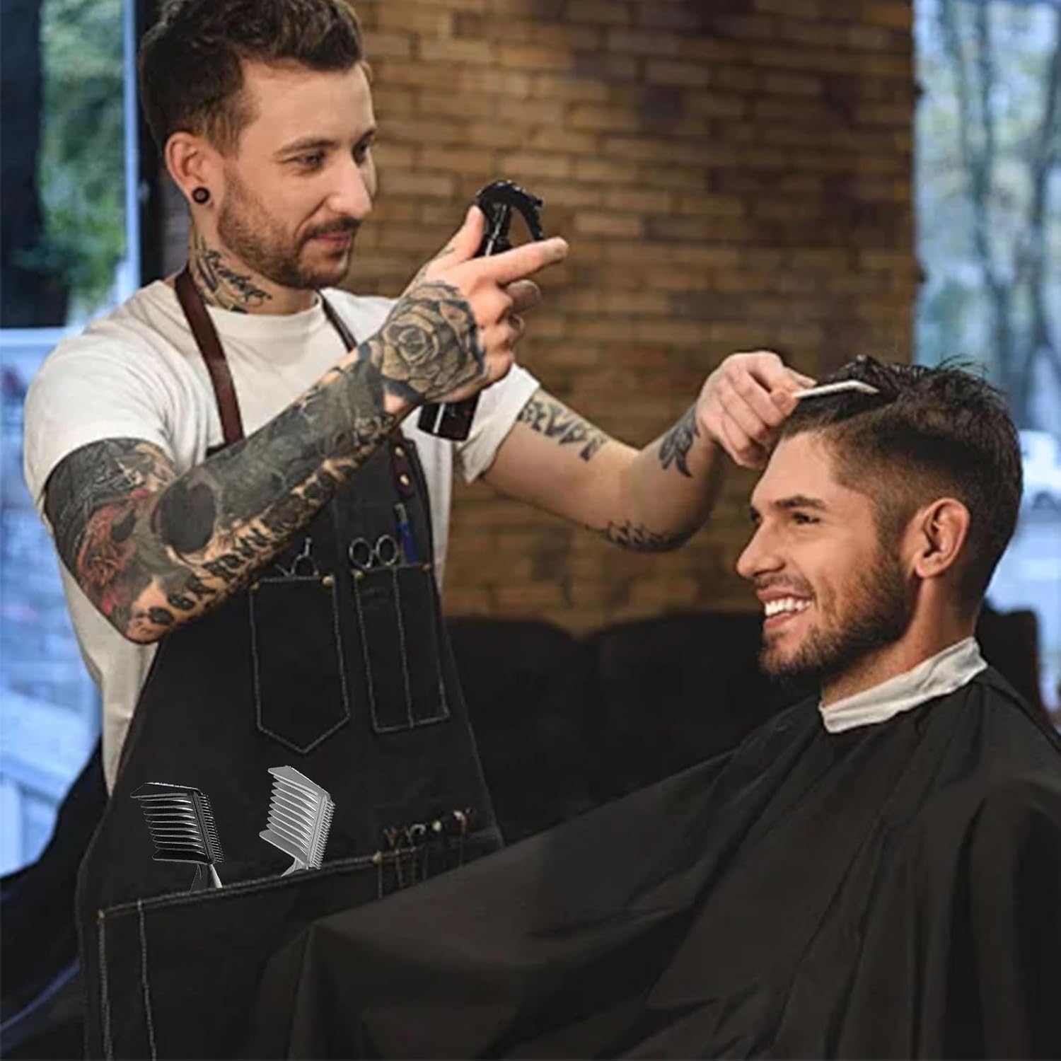 2pcs Blend Friend Curved Positioning Fade Comb, Professional Heat Resistant Cutting Comb for Men Salon Hairdresser Clipper Cuts Tools (Black and Grey) - Image 6