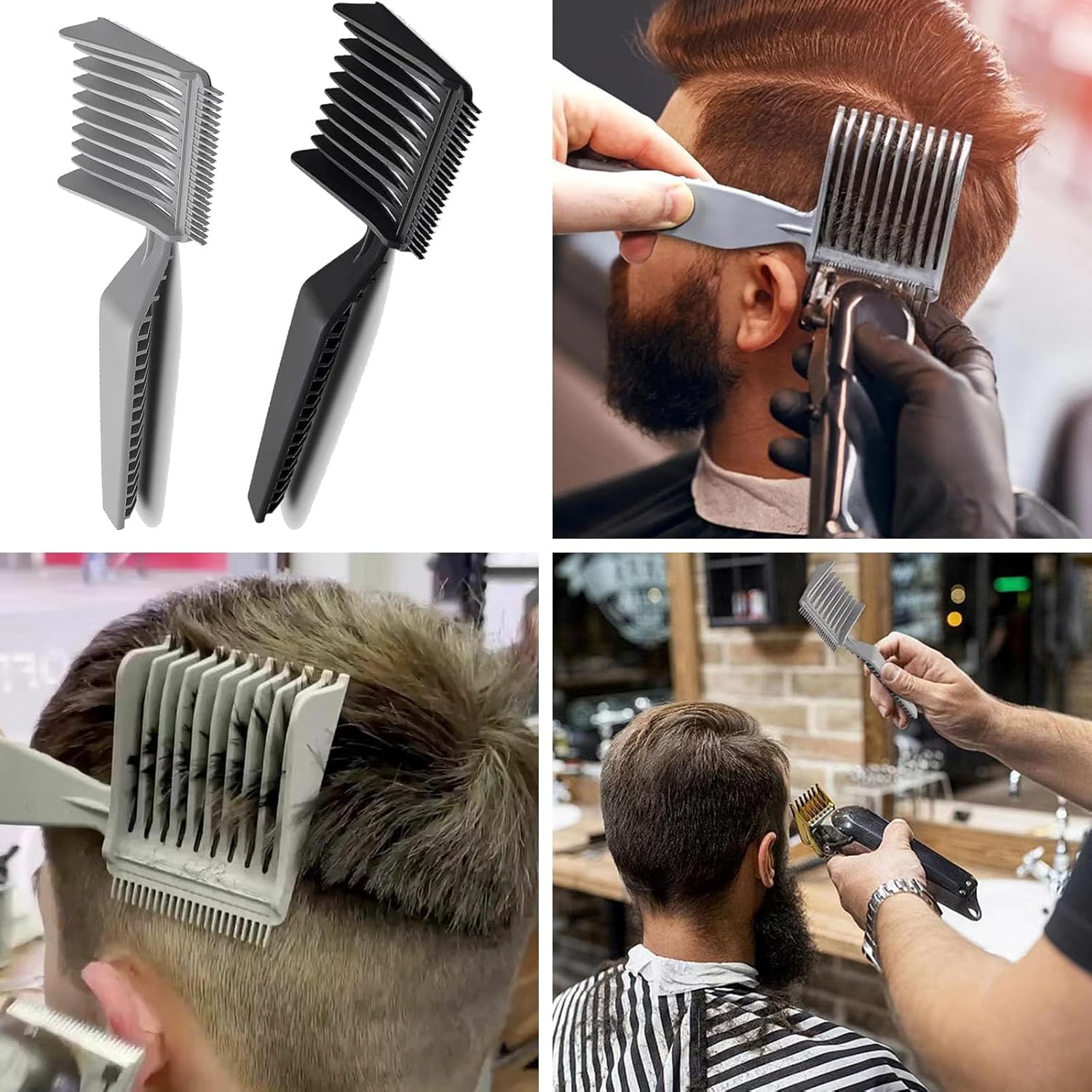 2pcs Blend Friend Curved Positioning Fade Comb, Professional Heat Resistant Cutting Comb for Men Salon Hairdresser Clipper Cuts Tools (Black and Grey) - Image 7