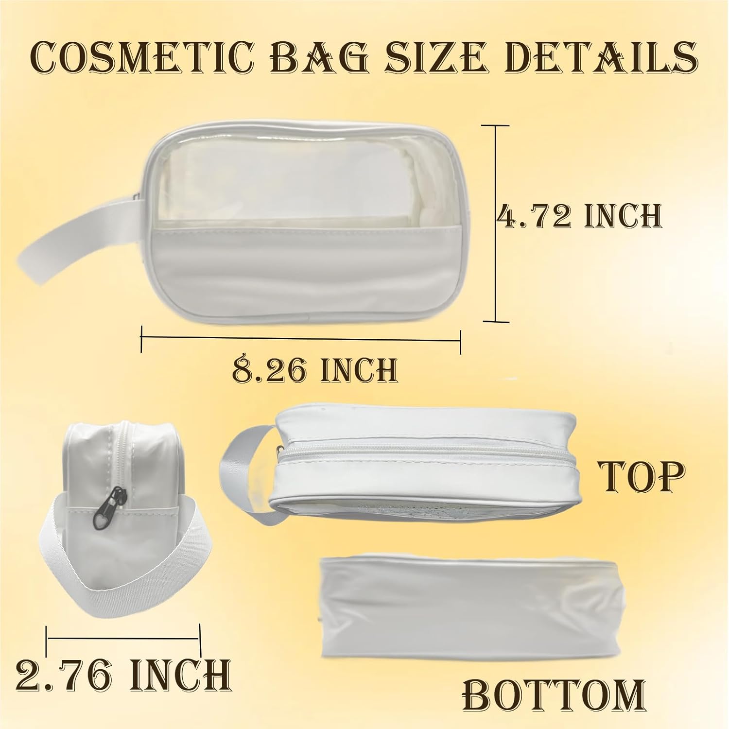 Toiletry Bag for Women Clear PVC & PU Splicing Waterproof Makeup Cosmetic Bag, TSA Approved Portable Travel Organizer for Vacation, Bathroom, Airplane, White - Image 2