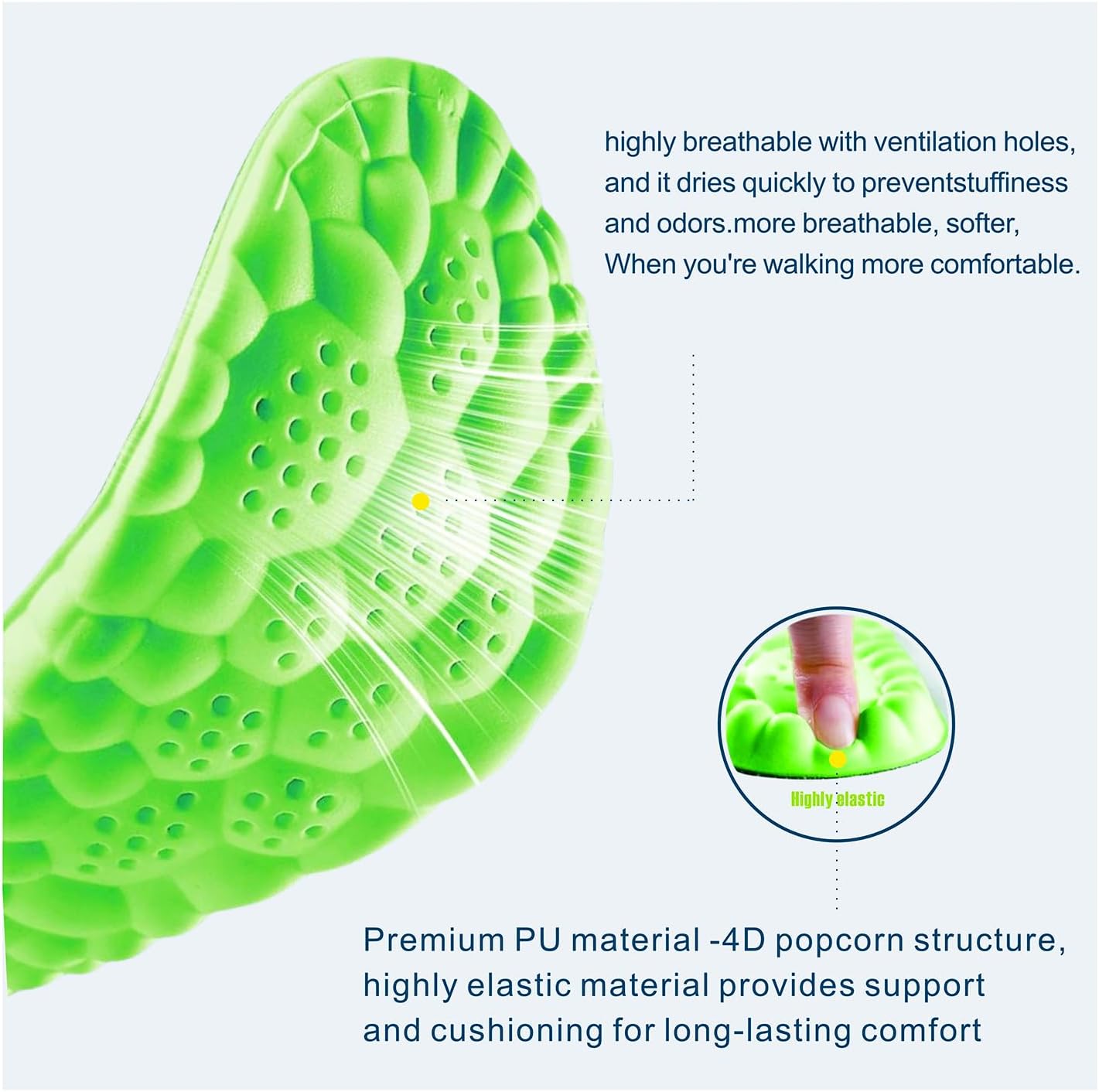 sneaker insoles memory foam replacement insoles with Excellent Shock Absorption and Cushioning for Men and Women Comfortable Feet Relief Insoles (Men US 7.5-10 Women US 8-11, 1 pair) - Image 4