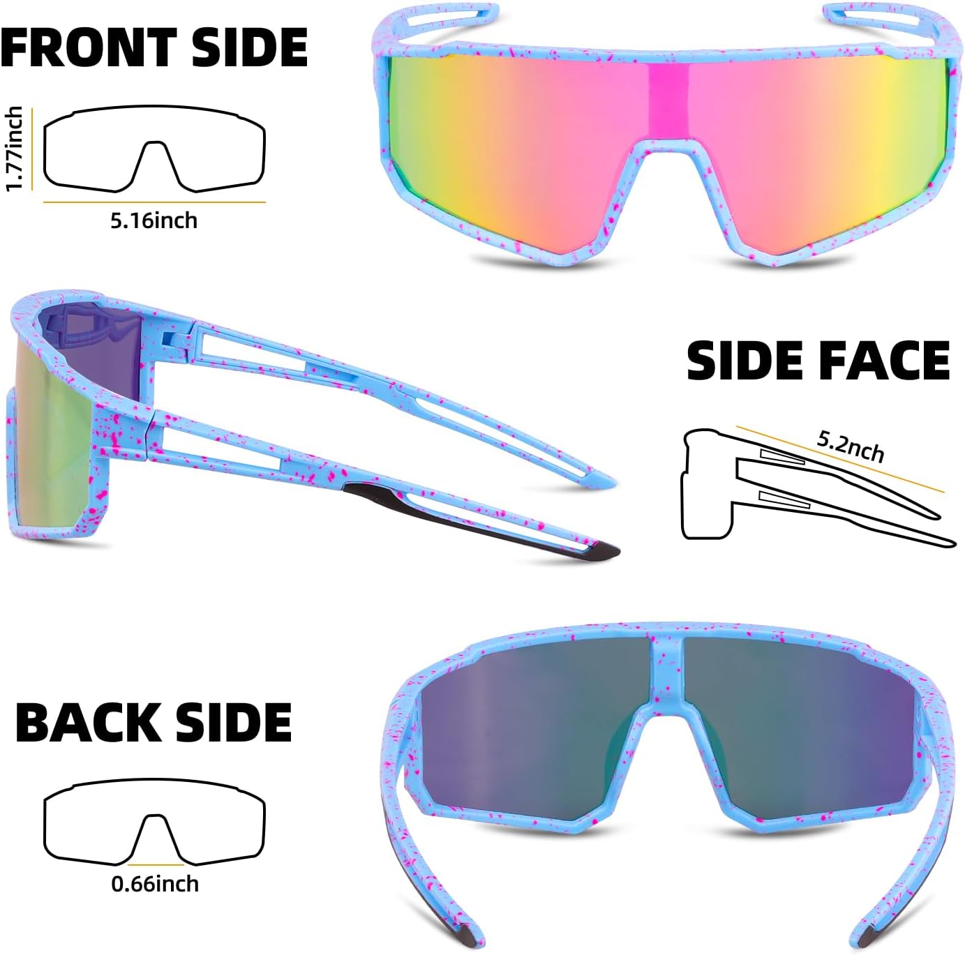 Youth Polarized Sunglasses Kids Baseball Glasses,Cycling Sport Shades for Boy Girl 8-14,UV400 Protection Volleyball Running - Image 4