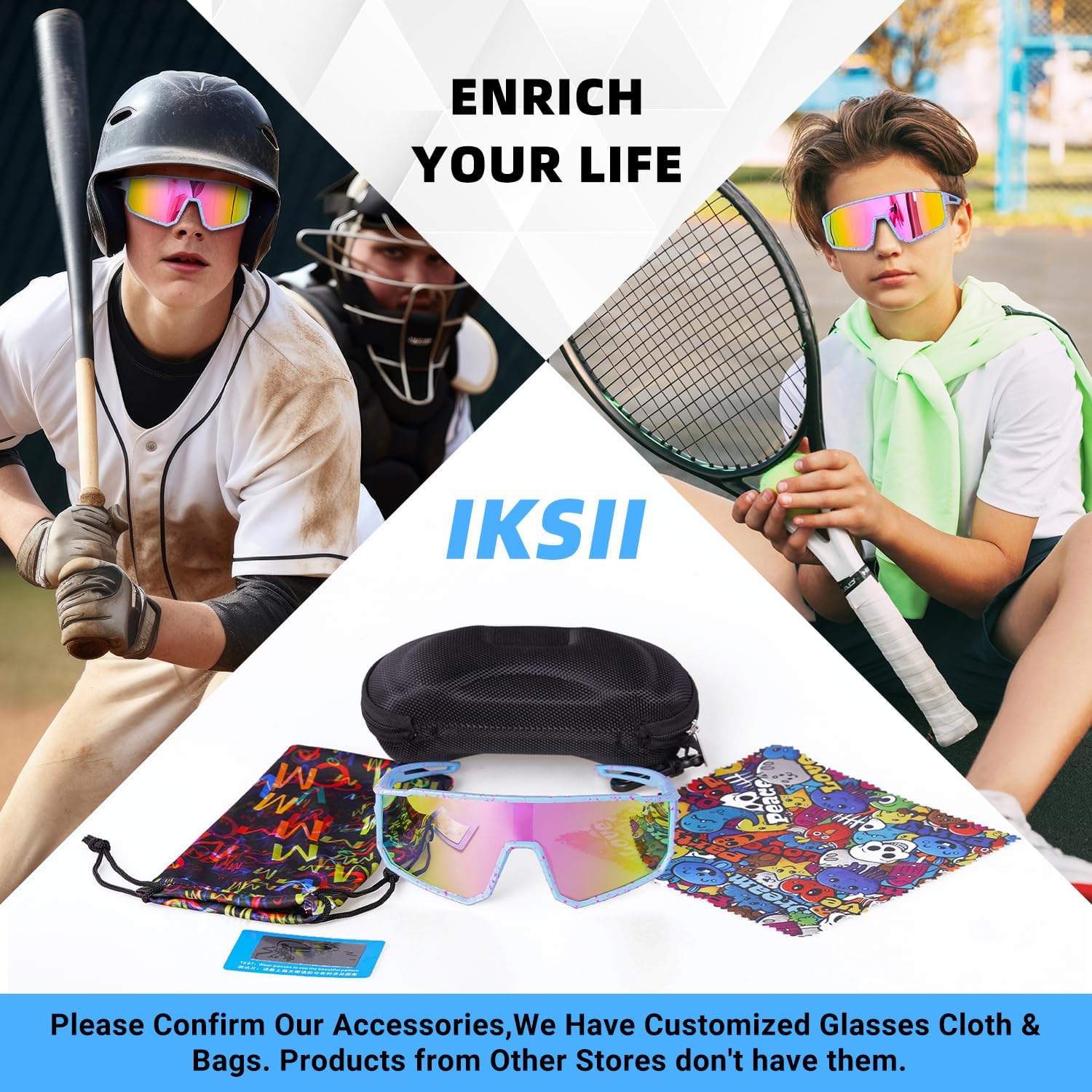 Youth Polarized Sunglasses Kids Baseball Glasses,Cycling Sport Shades for Boy Girl 8-14,UV400 Protection Volleyball Running - Image 6