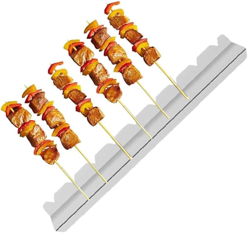 Stainless Steel Kebab Rack for BBQ Skewers, Shish Kabob Grilling Holder, 1 Pair - Image 3
