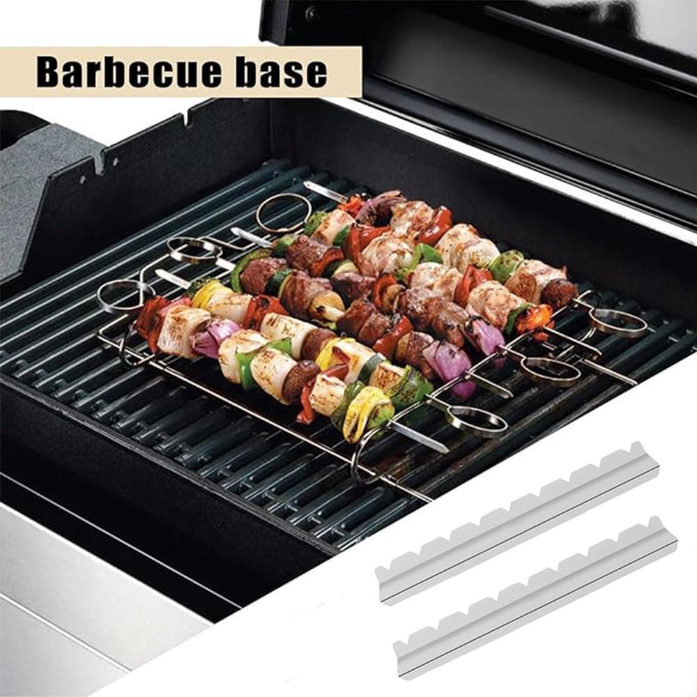 Stainless Steel Kebab Rack for BBQ Skewers, Shish Kabob Grilling Holder, 1 Pair - Image 5