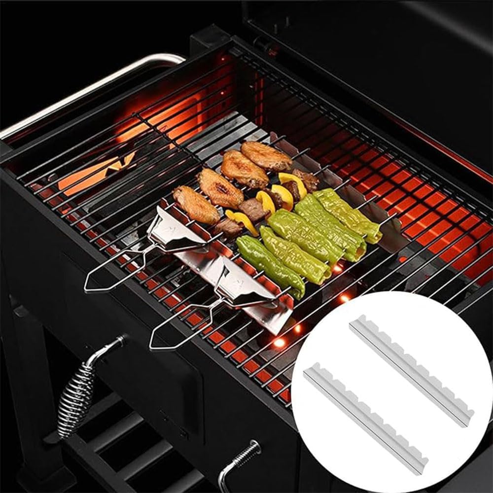 Stainless Steel Kebab Rack for BBQ Skewers, Shish Kabob Grilling Holder, 1 Pair - Image 6