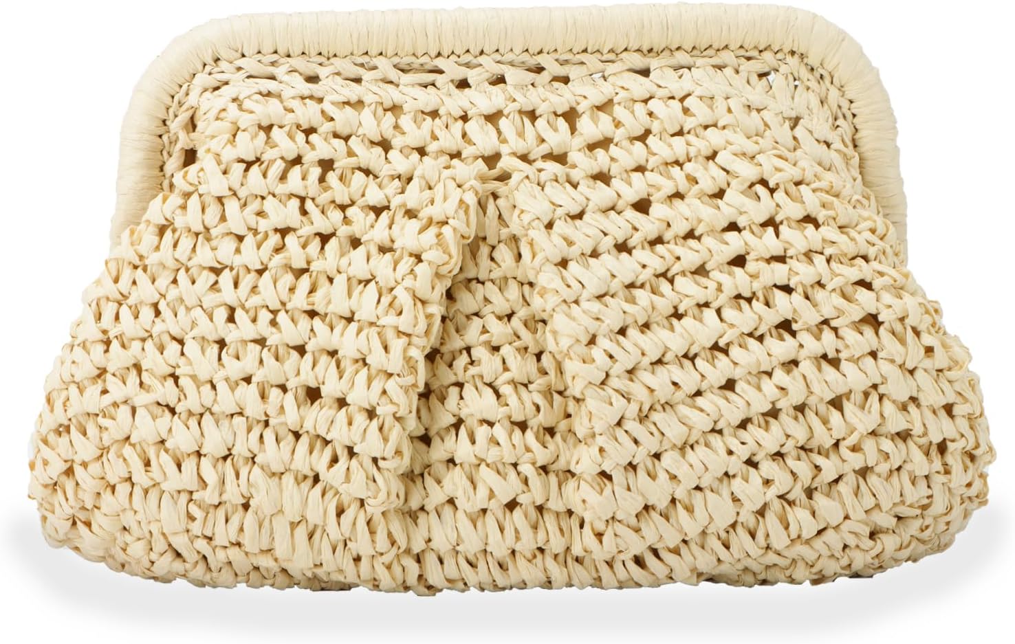 Straw Clutch Purse for Women Cloud Dumpling Pouch Straw Crossbody Shoulder Handbag Summer Beach Woven Bag - Image 1