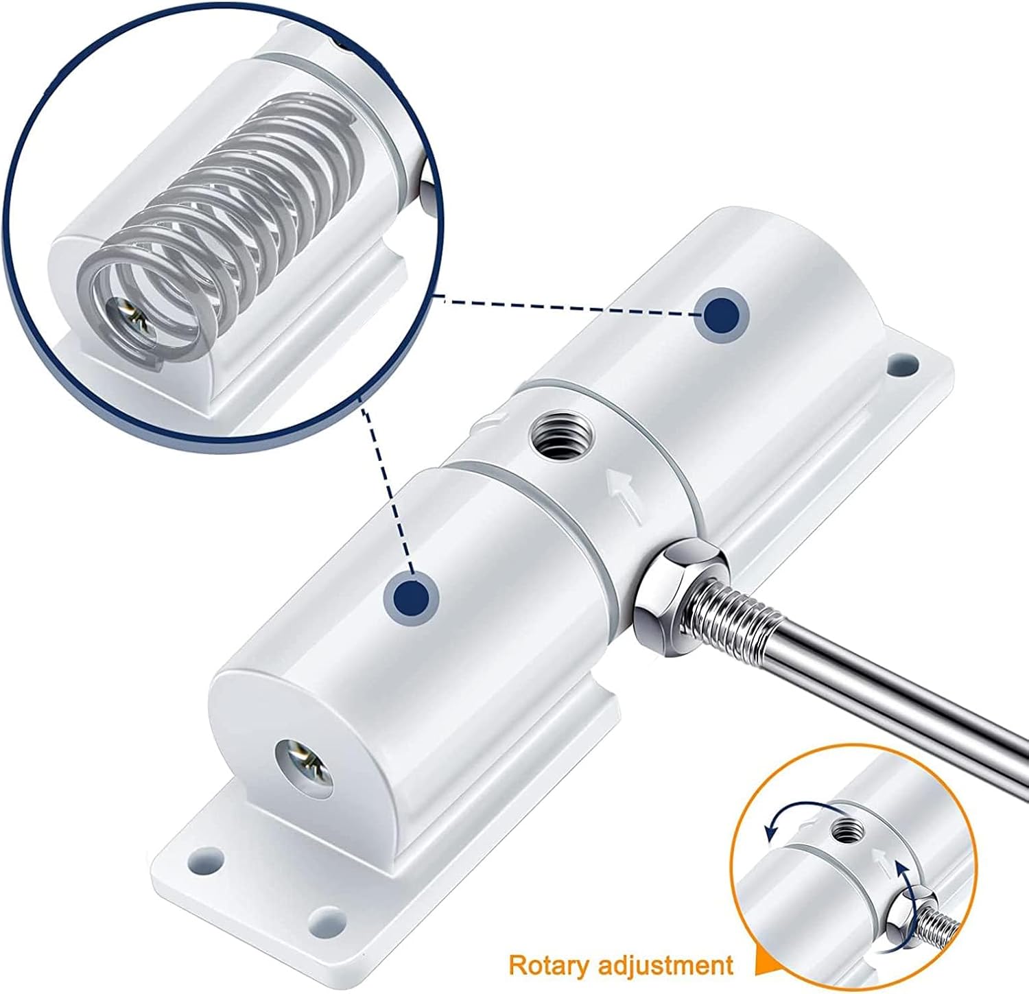 Automatic Door Closer, Zinc Alloy Safety Spring Door Closer Adjustable 30 kg Closing Door Hinge (White) - Image 3