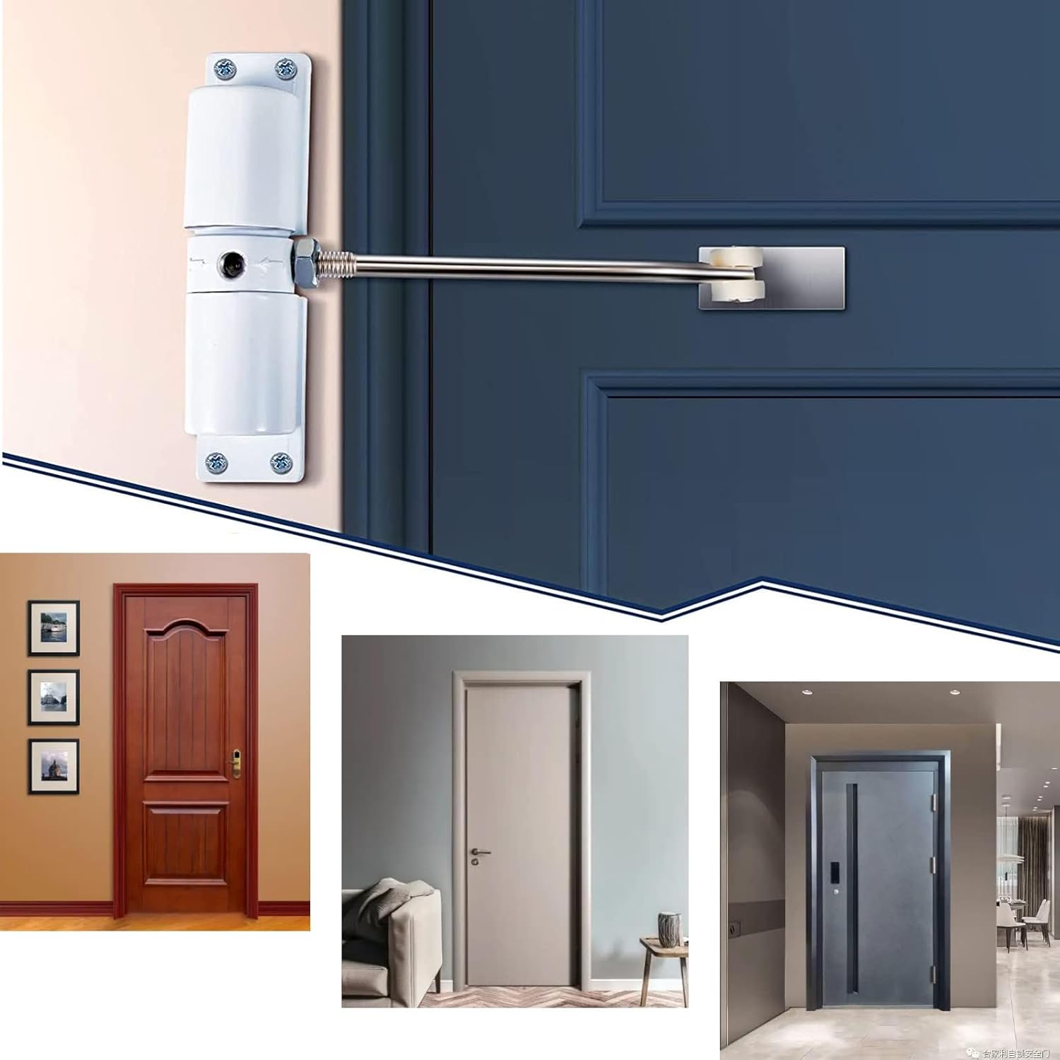 Automatic Door Closer, Zinc Alloy Safety Spring Door Closer Adjustable 30 kg Closing Door Hinge (White) - Image 7