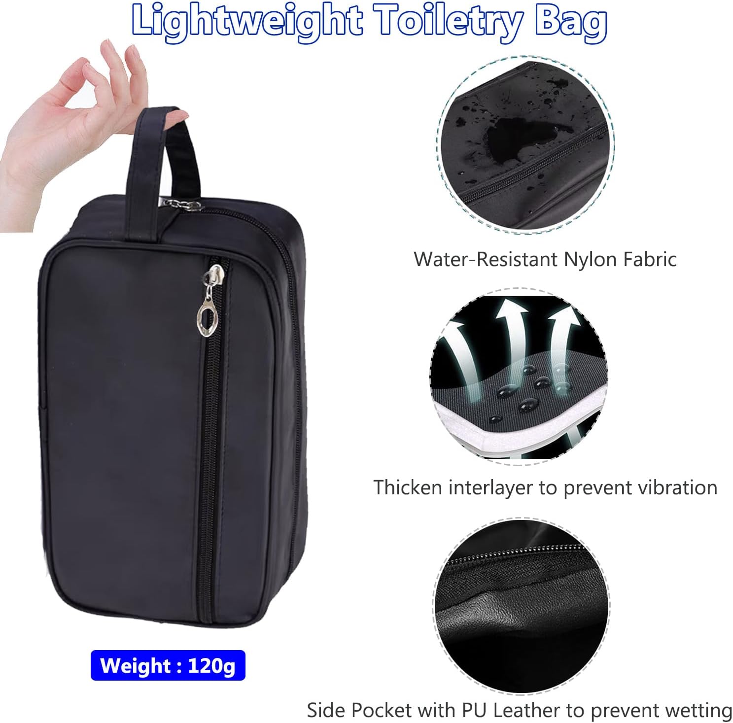 Toiletry Bag for Men,  Portable Travel Wash Bags, Water-Resistant Shaving Bag Gym Shower Bathroom Bag Dopp Kit Make Up Bag Toiletries Accessories Organizer (Black) - Image 4