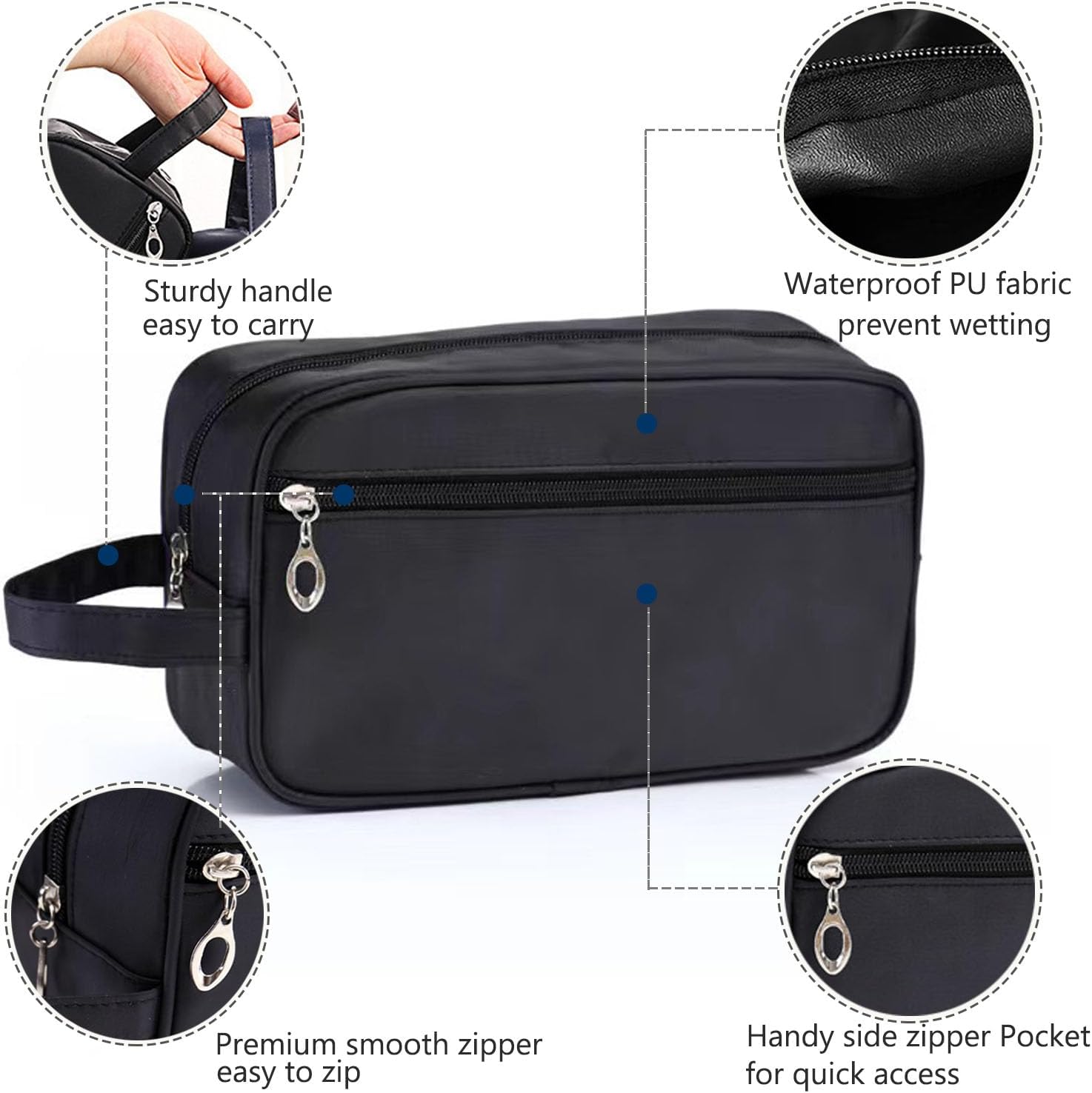 Toiletry Bag for Men,  Portable Travel Wash Bags, Water-Resistant Shaving Bag Gym Shower Bathroom Bag Dopp Kit Make Up Bag Toiletries Accessories Organizer (Black) - Image 6