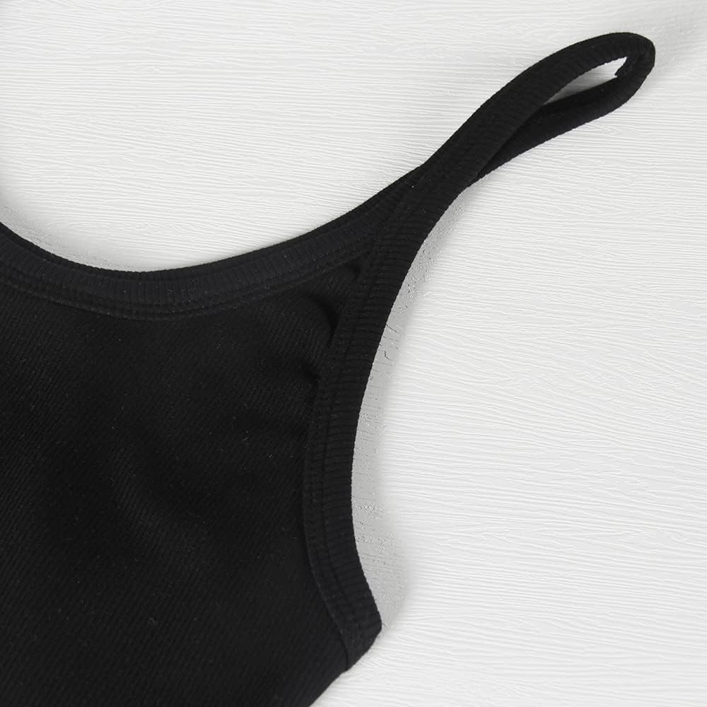 Women Spaghetti Strap Scoop Neck Ribbed Tank Tops Slim Fitted Cotton Camisole Basic Sleeveless Layering Shirts - Image 4