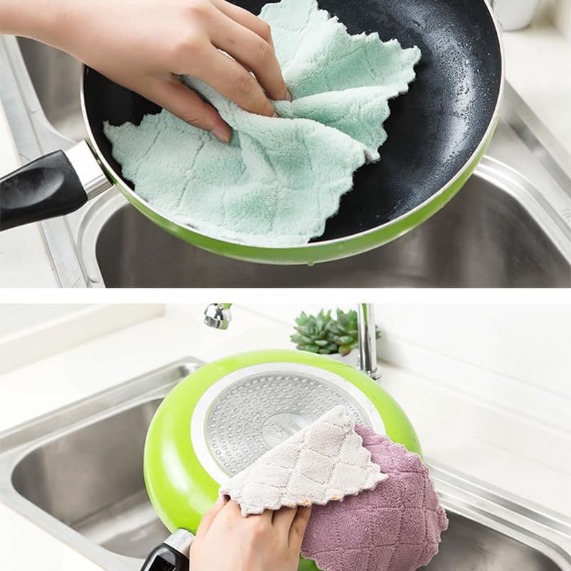 20 Pack Cleaning Cloth Kitchen Cloth, Dish Towels Super Absorbent Coral Velvet Dishtowels, Microfiber Premium Soft Tea Towels, Quick Dry Rags, Multipurpose Reusable Washcloths, Non-Stick Oil Cloths. - Image 5