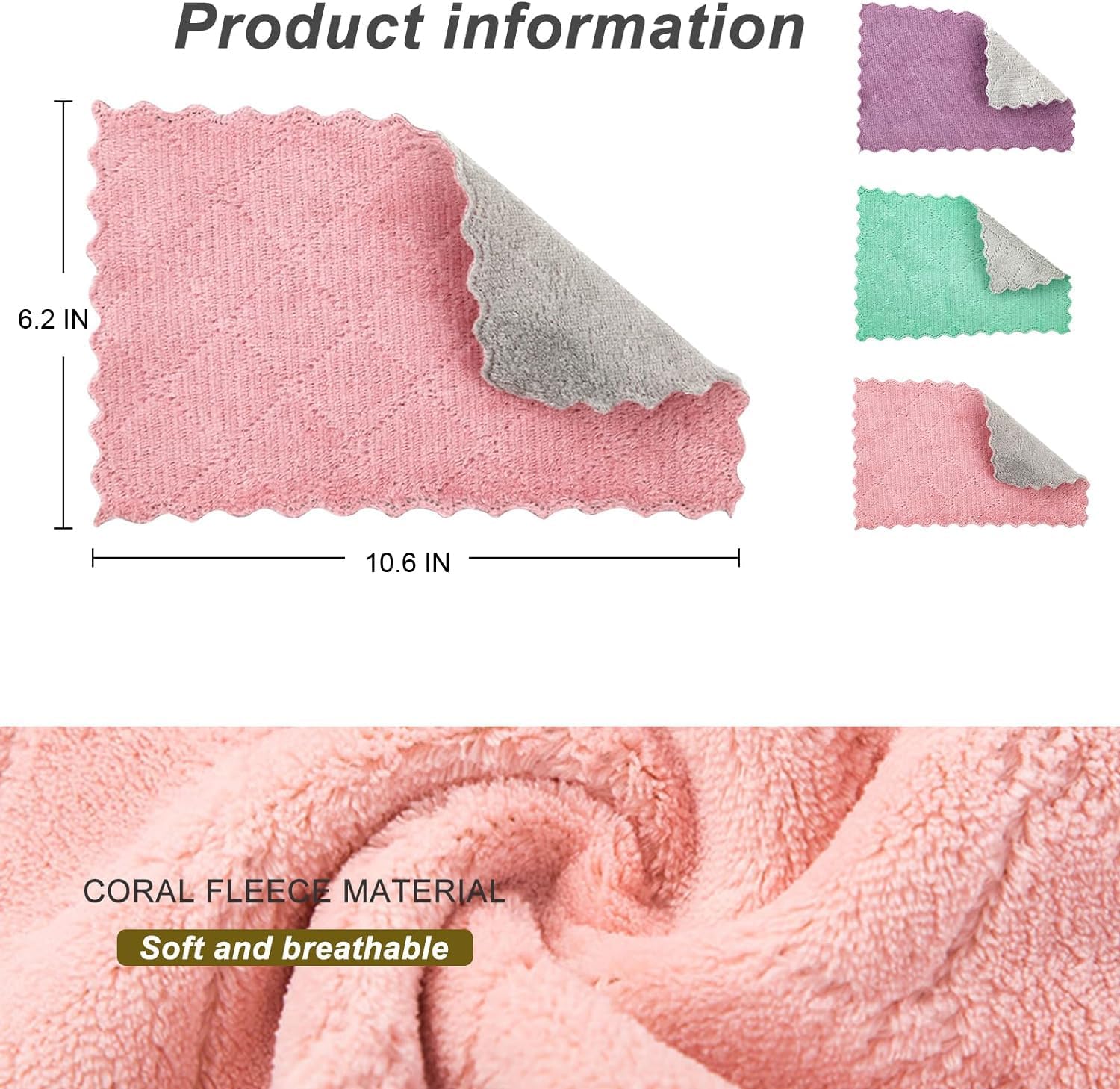 20 Pack Cleaning Cloth Kitchen Cloth, Dish Towels Super Absorbent Coral Velvet Dishtowels, Microfiber Premium Soft Tea Towels, Quick Dry Rags, Multipurpose Reusable Washcloths, Non-Stick Oil Cloths. - Image 6