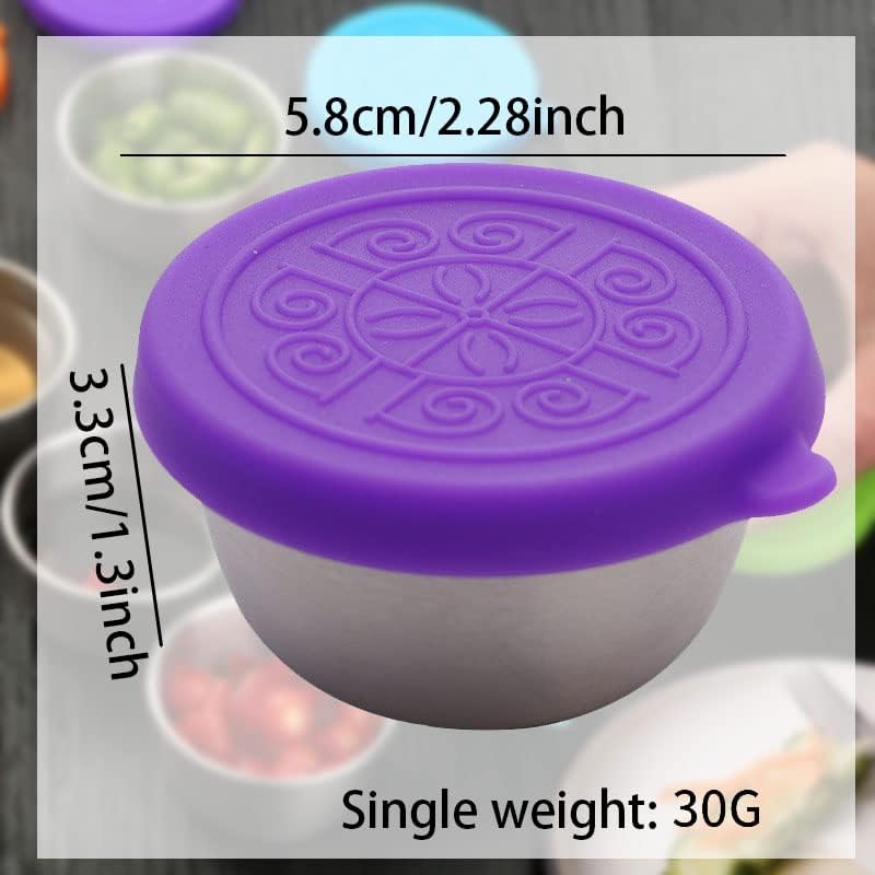 6Pcs Salad Dressing Container Sets,Reusable Salad Container Small Containers with Lids for Lunch Stainless Steel Condiment Cup Leakproof Dipping Sauce Cups 1.7 oz Small Containers for Picnic Travel - Image 2