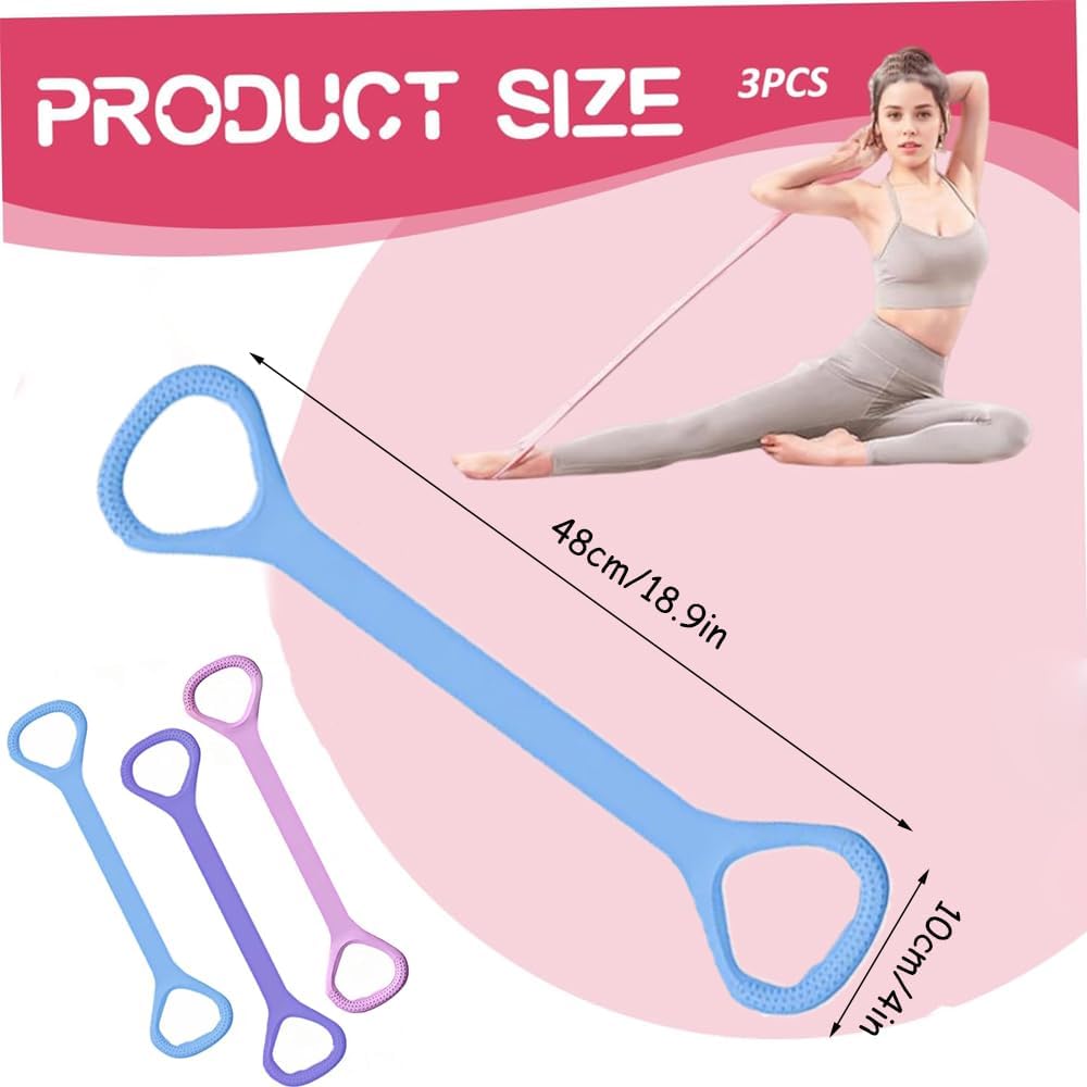 3 Pack Figure 8 Fitness Resistance Band, Elastic Bands for Working Out,Arm|Back|Chest Training Exercise Bands, Exercise Equipment for Yoga, Pilates,Physical Therapy - Image 2