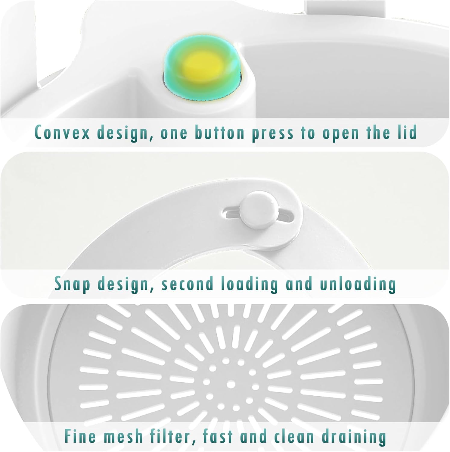 Sink Strainer Basket, Hang on Faucet Kitchen Sink Drain Basket, With Push to Empty & Detachable Fast-Drain Mesh, Multifunctionfor Kitchen Tools for Food Waste Removal & Veggie Washing (white) - Image 4