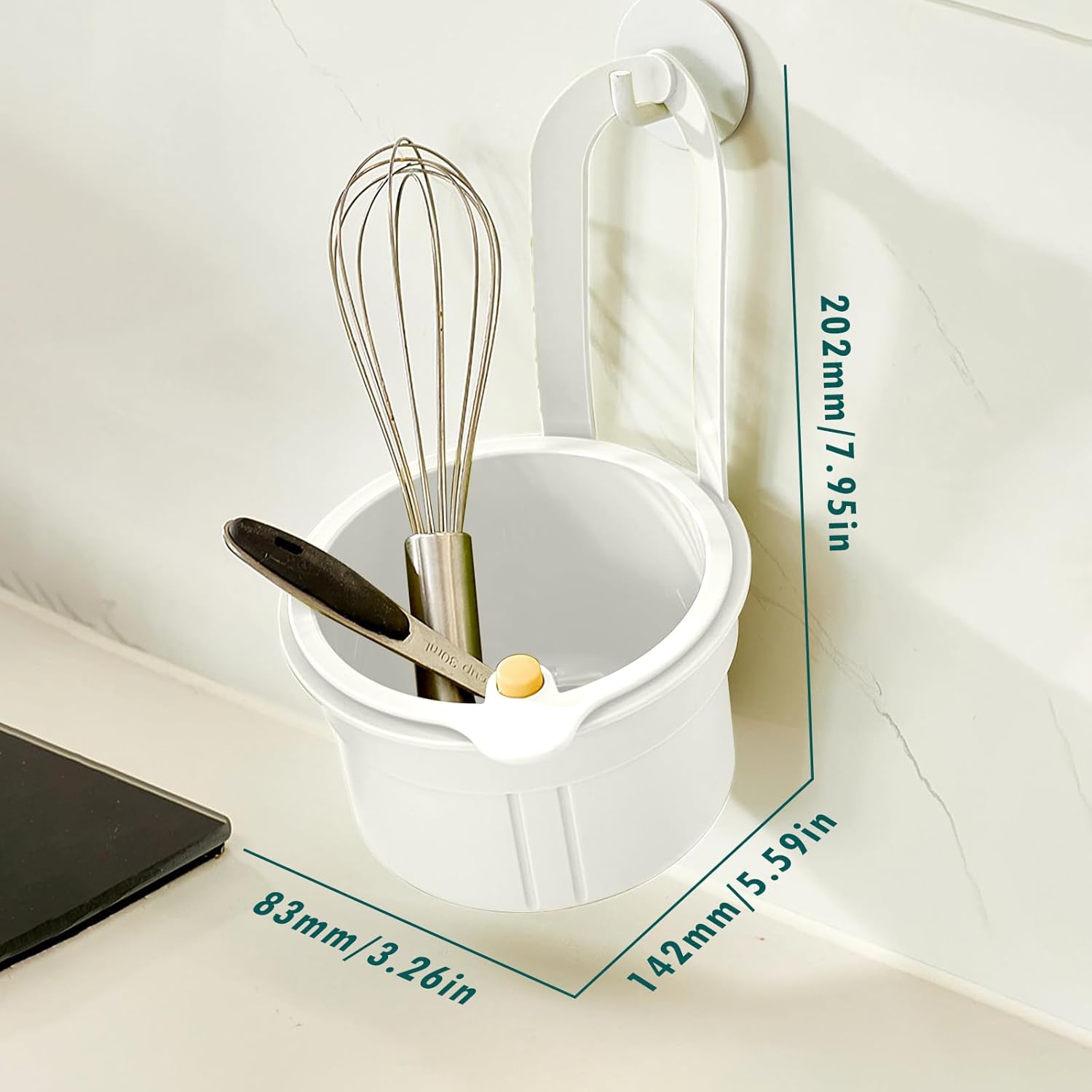 Sink Strainer Basket, Hang on Faucet Kitchen Sink Drain Basket, With Push to Empty & Detachable Fast-Drain Mesh, Multifunctionfor Kitchen Tools for Food Waste Removal & Veggie Washing (white) - Image 6