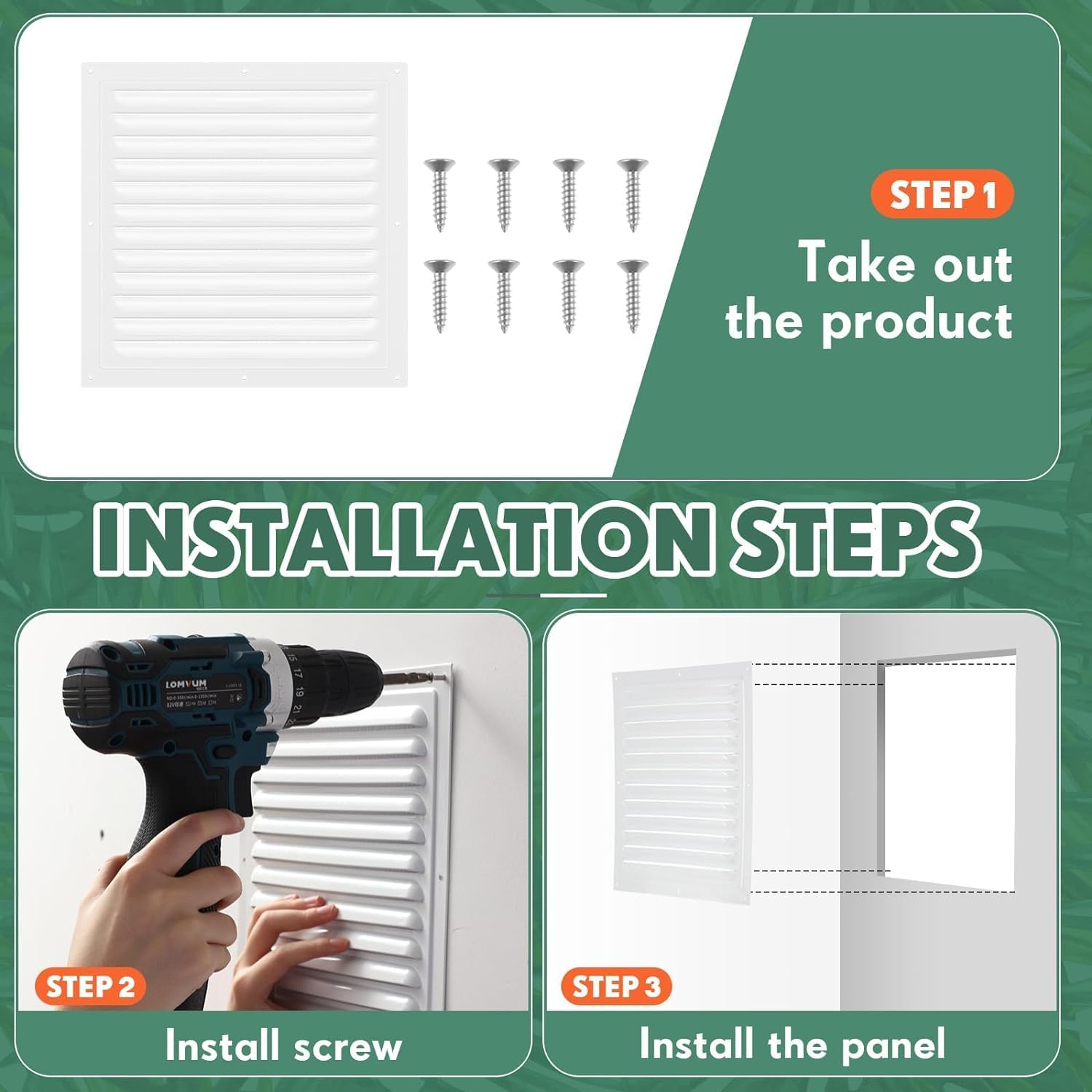 2 Pack 10x10 Inch Aluminum Gable Vent,Attic Vent White Gable Vent, Flat Square Air Vent Louver with Insect Screen Vent Grille for Exterior Door House Attic Garage Ceiling (10 x 10 Inch) - Image 4